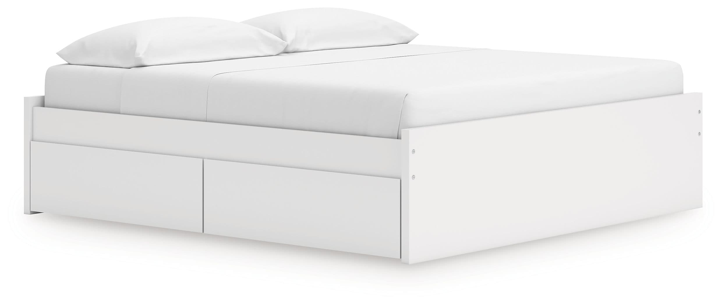 King Platform Bed With 1 Side Storage · White