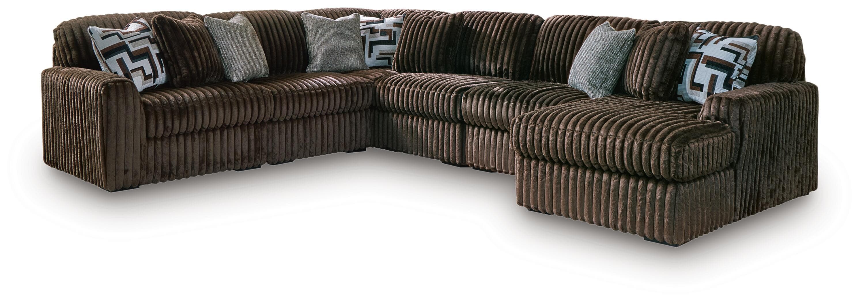 6-Piece Sectional With RAF Corner Chaise · Chocolate