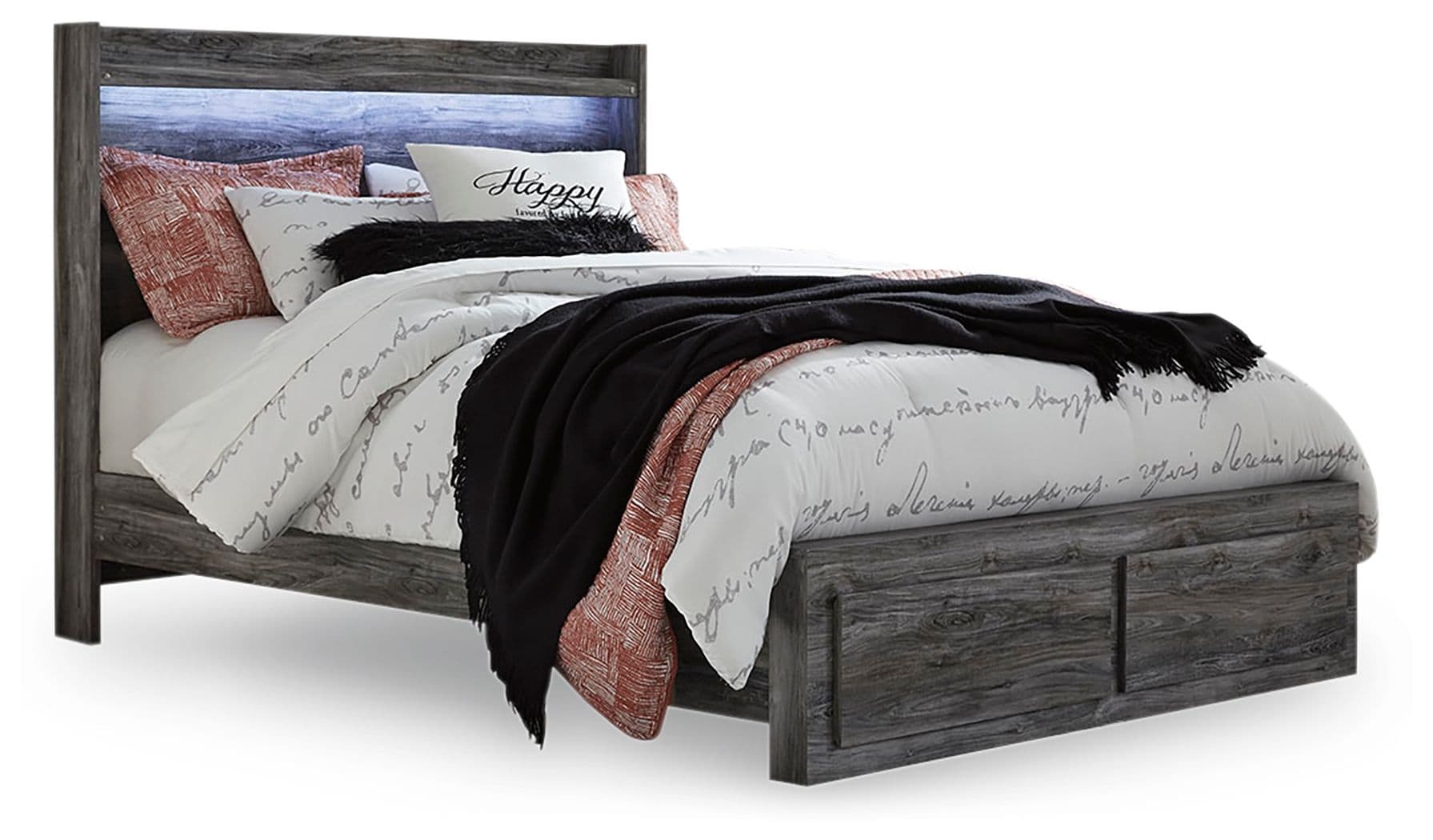 Queen Panel Bed With 2 Storage Drawers