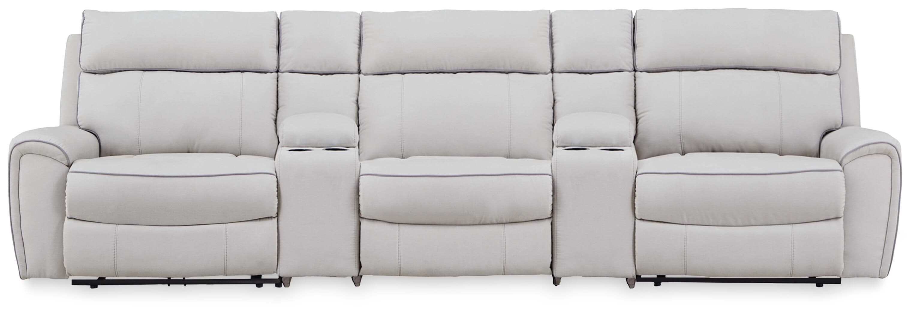 5-Piece Power Reclining Sectional With Storage Consoles And Armless Chair