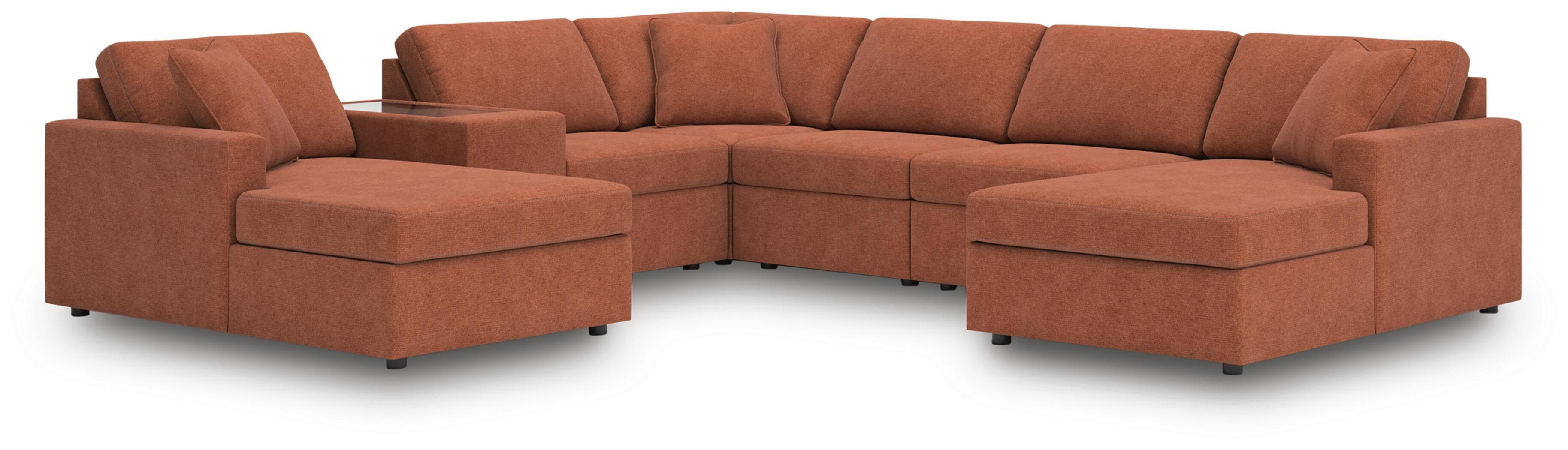 7-Piece Sectional With Laf And Raf Corner Chaises And With Storage Console