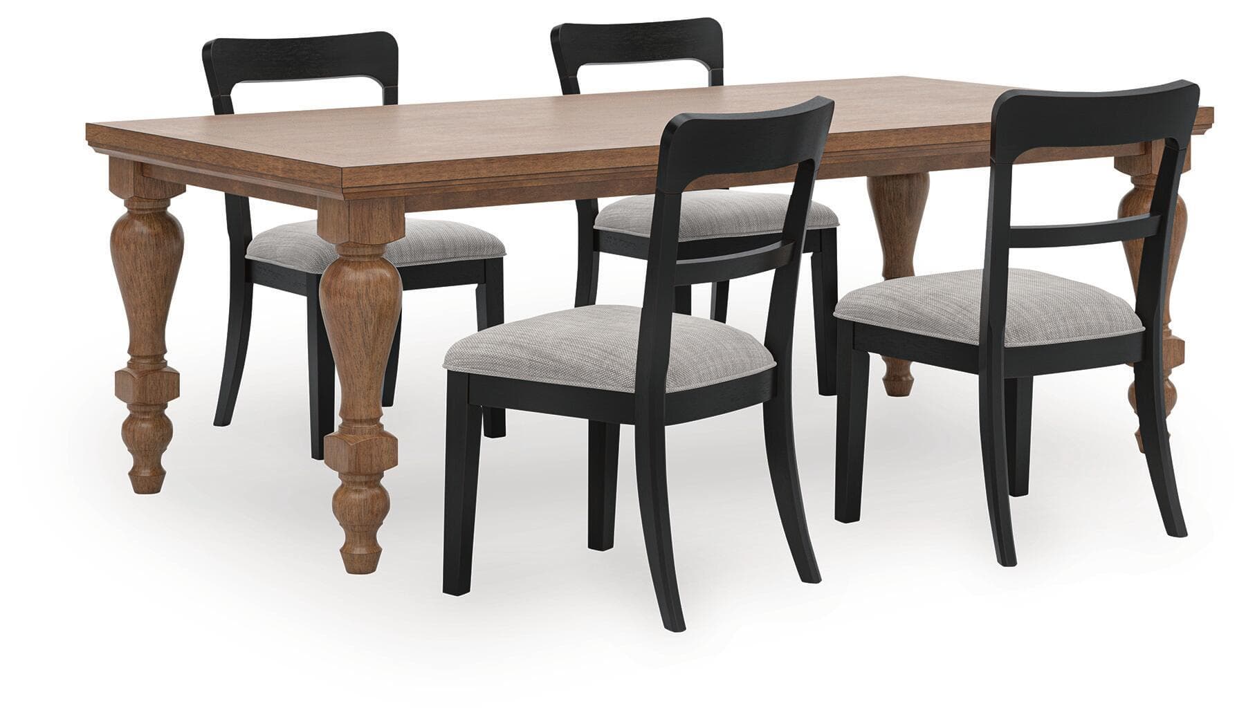 5 Pc. · Dining Table And 4 Upholstered Dining Side Chairs · Brown / Black