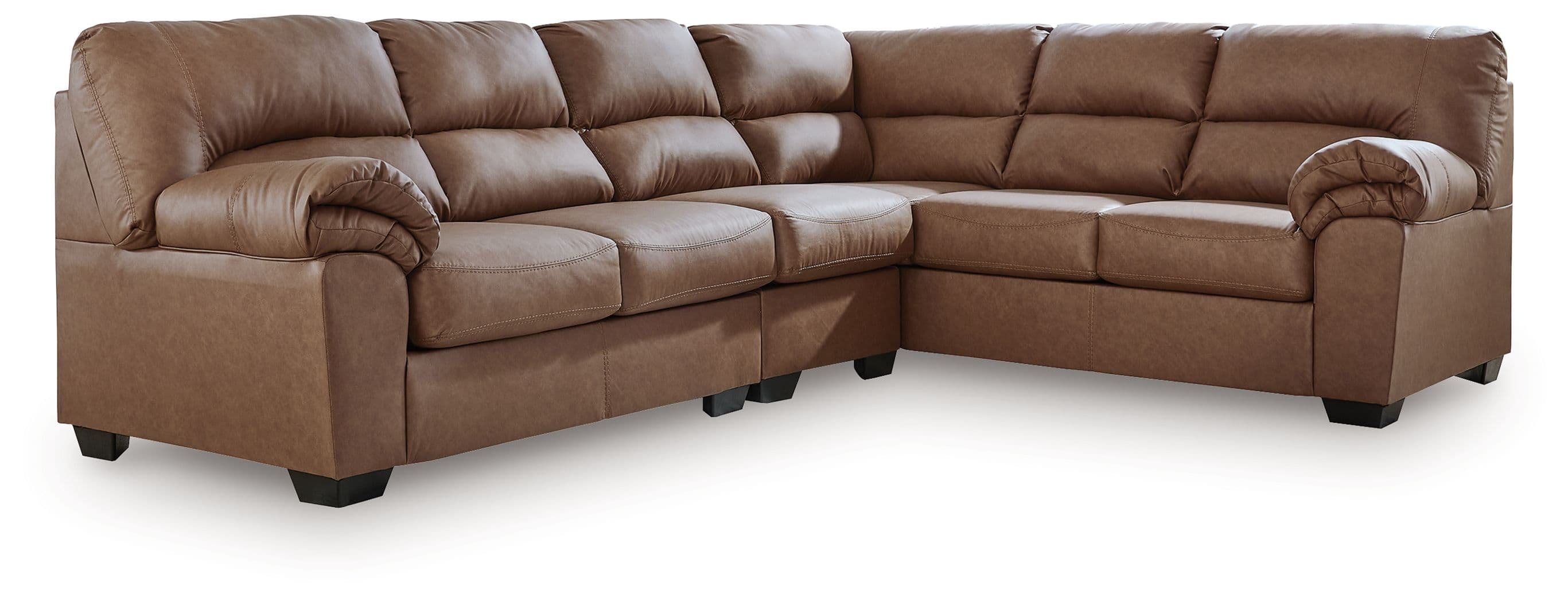 3-Piece Sectional With RAF Sofa With Corner Wedge · Caramel