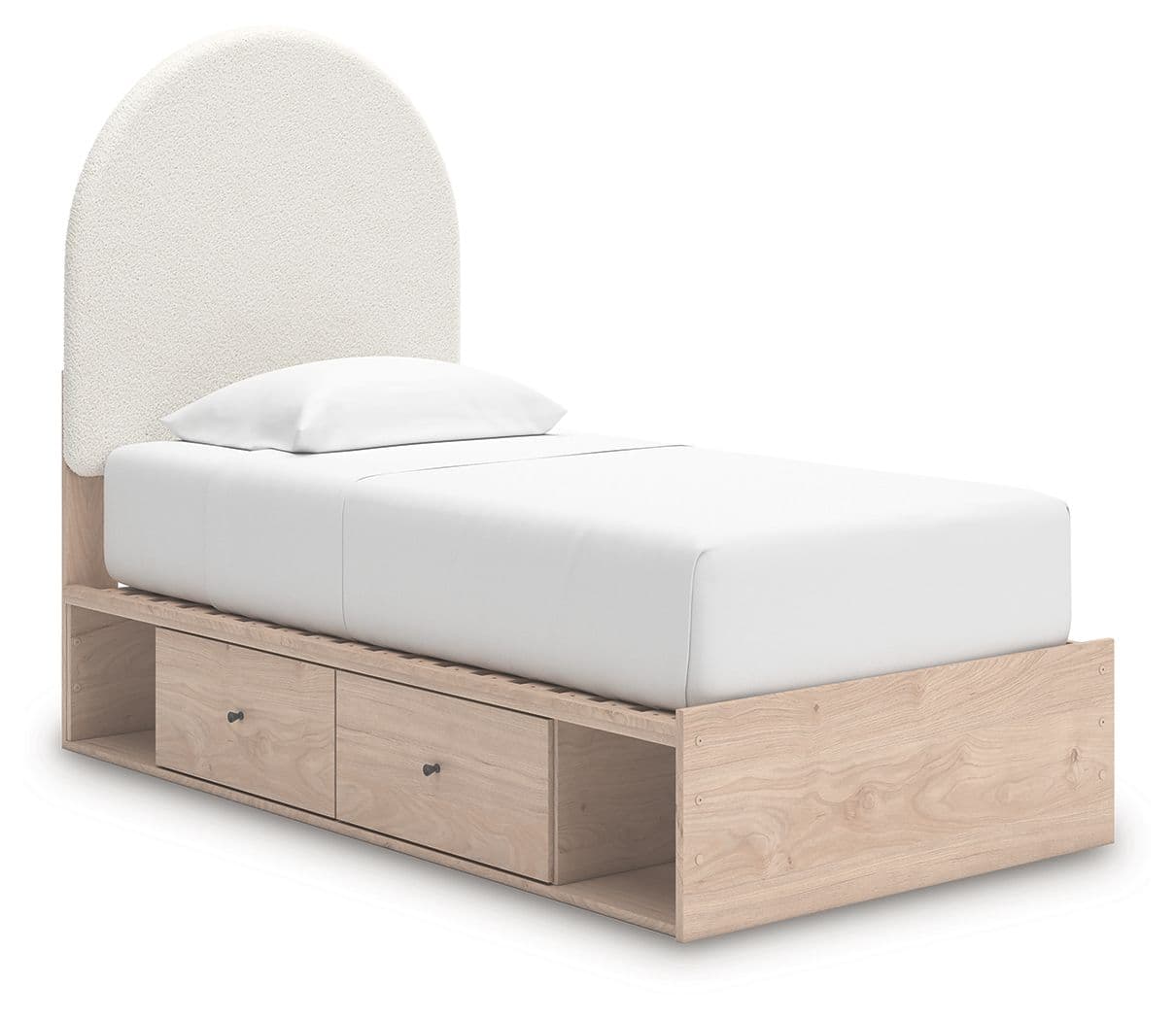 Twin Upholstered Panel Bed With Side Storage Unit