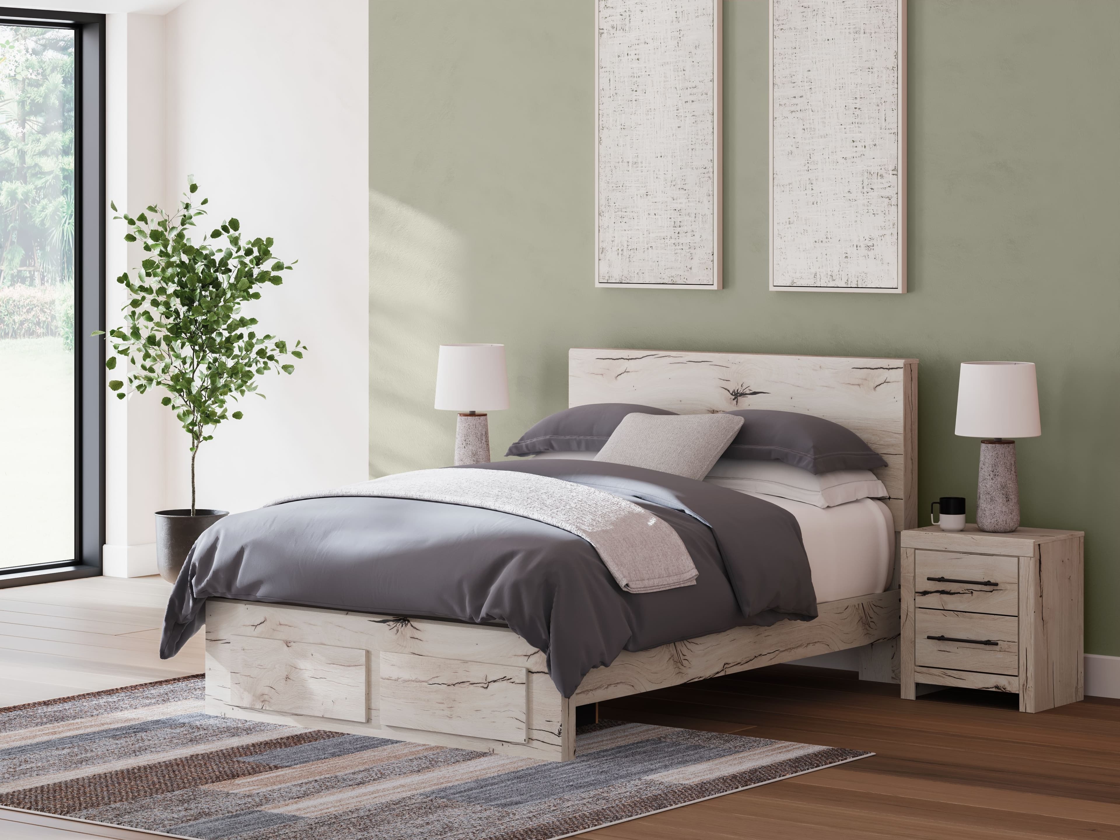 Queen Panel Bed With Storage Footboard