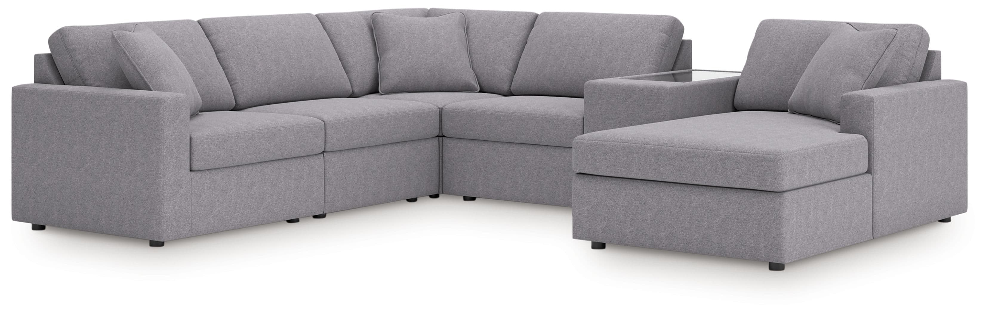 6-Piece Sectional With Raf Corner Chaise, LAF Corner Chair And Storage Console