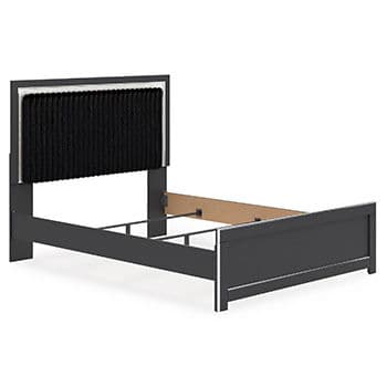 Queen Upholstered Panel Headboard · Black