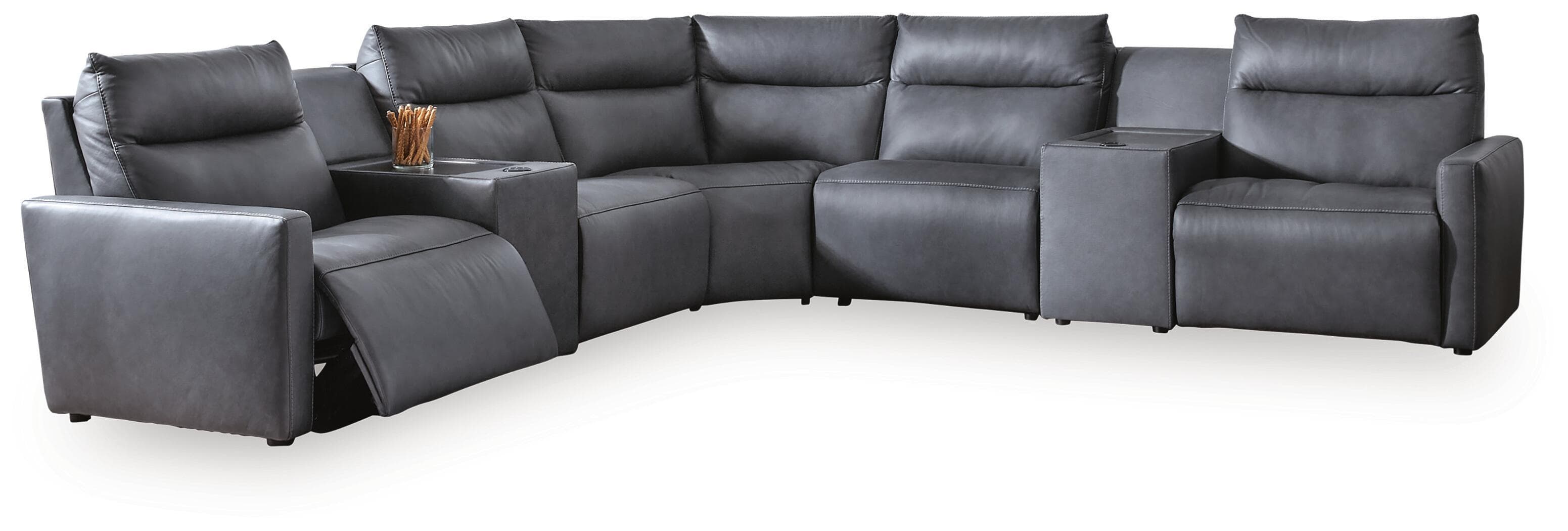 7-Piece Power Reclining Sectional With Audio Consoles