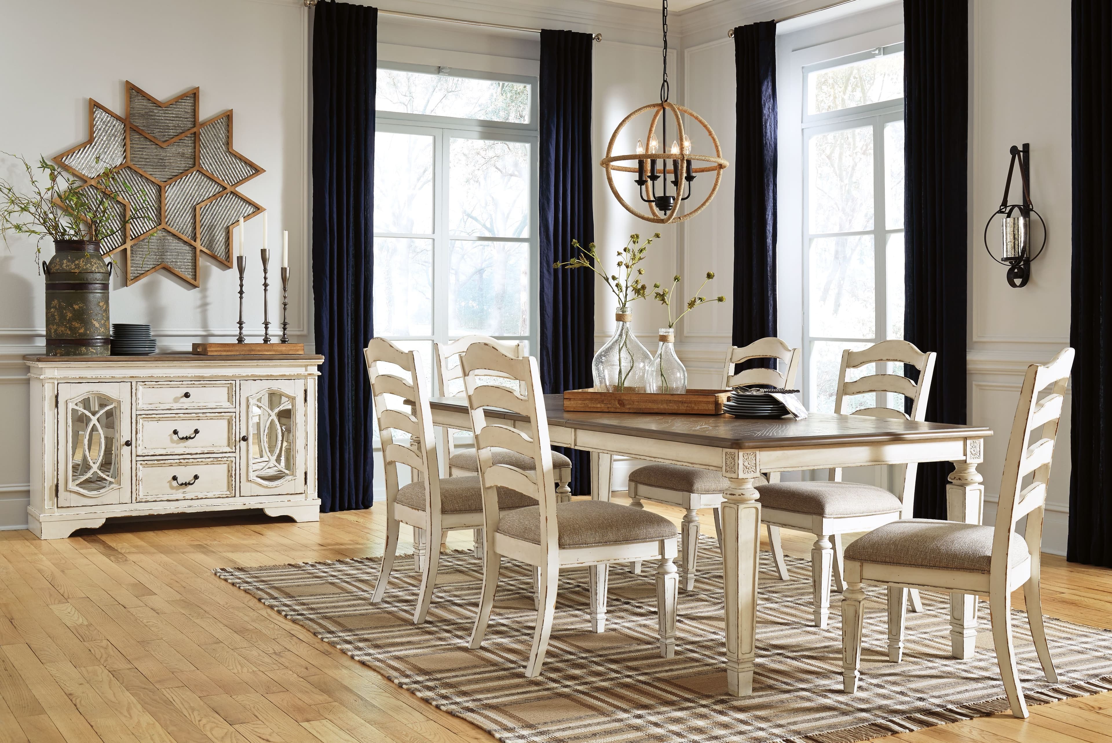 7 Pc. · Extension Table, 6 Ladderback Side Chairs