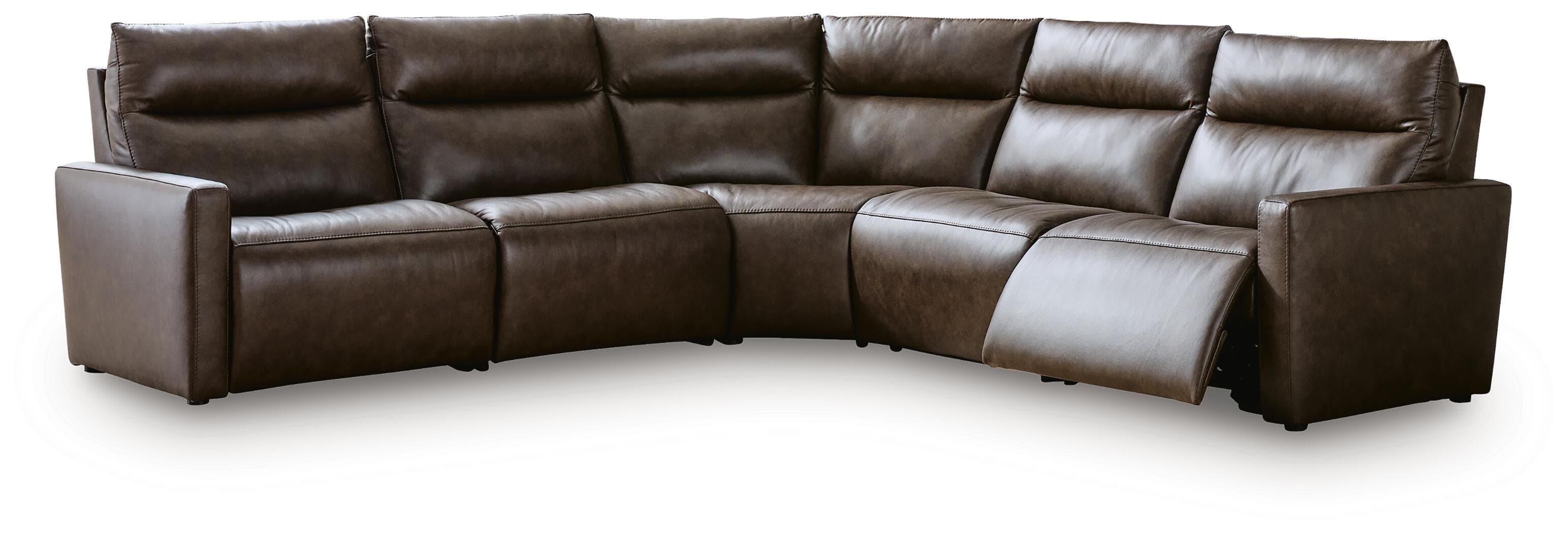 5-Piece Power Reclining Sectional With 2 Armless Chairs · Chocolate
