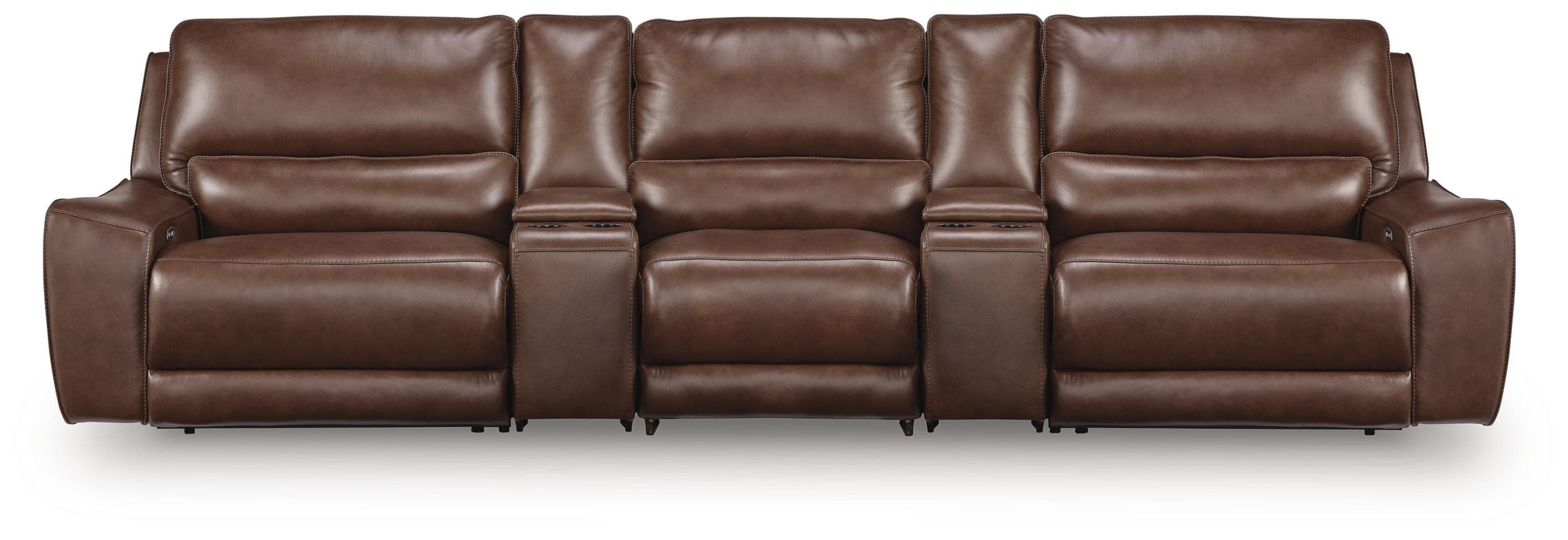 5-Piece Power Reclining Sectional With Power Armless Recliner And 2 Storage Consoles · Canyon