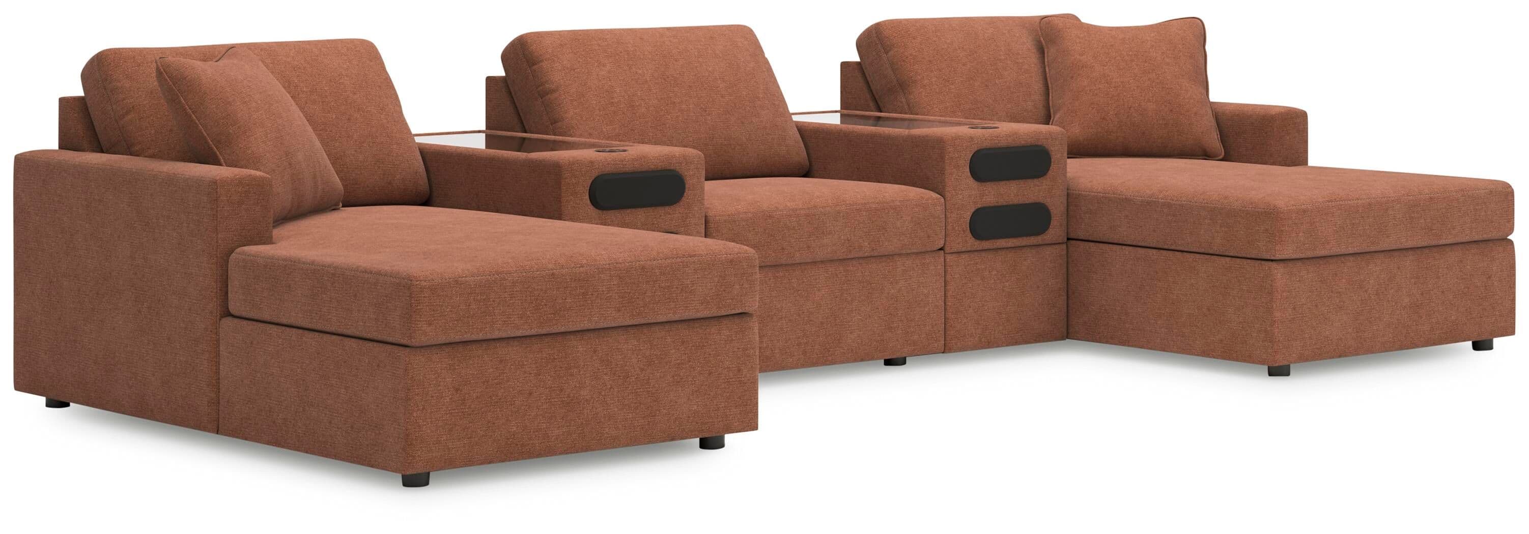 5-Piece Double Chaise Sectional With Audio System Consoles