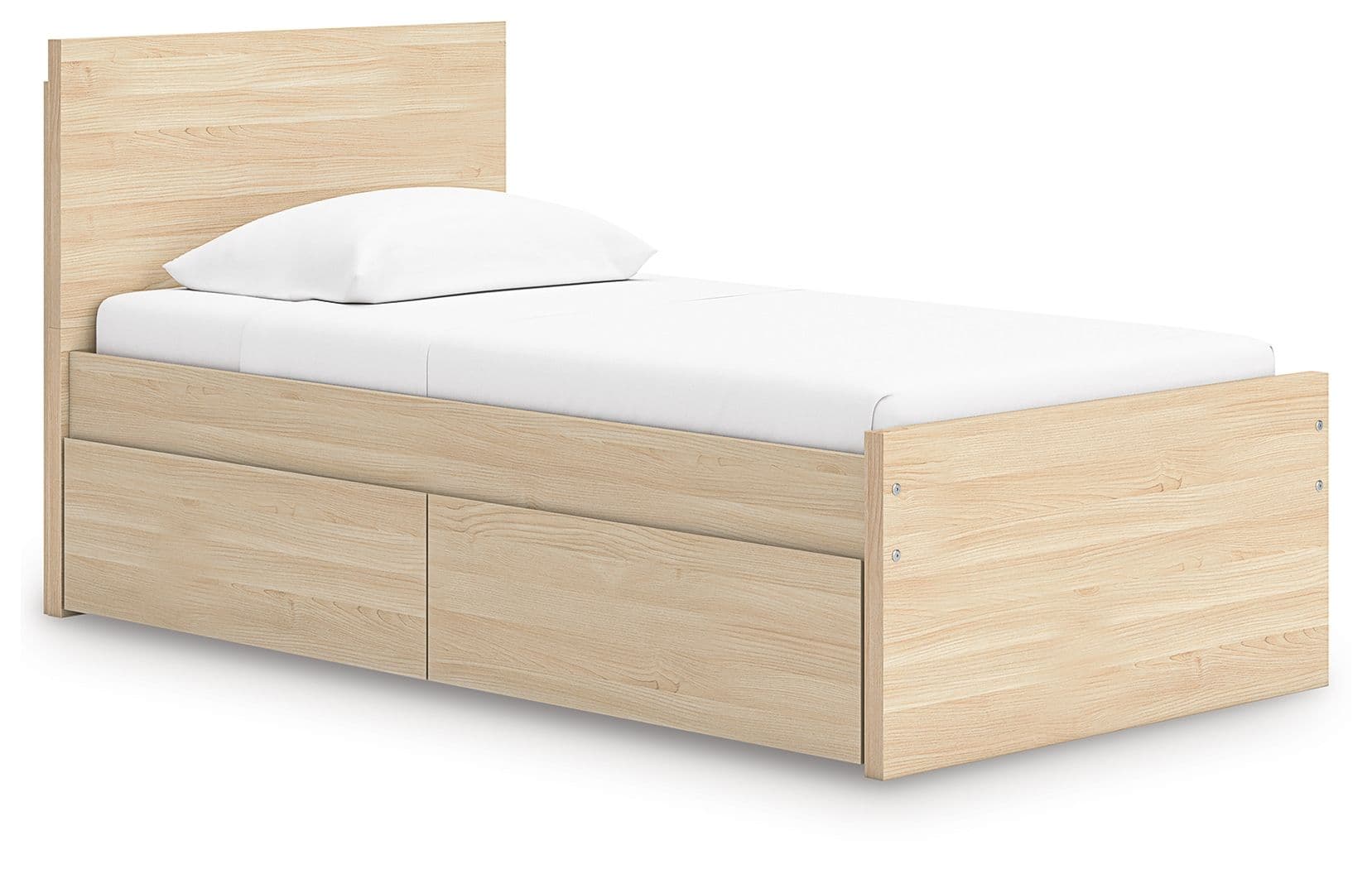 Twin Panel Platform Bed With 1 Side Storage · Natural