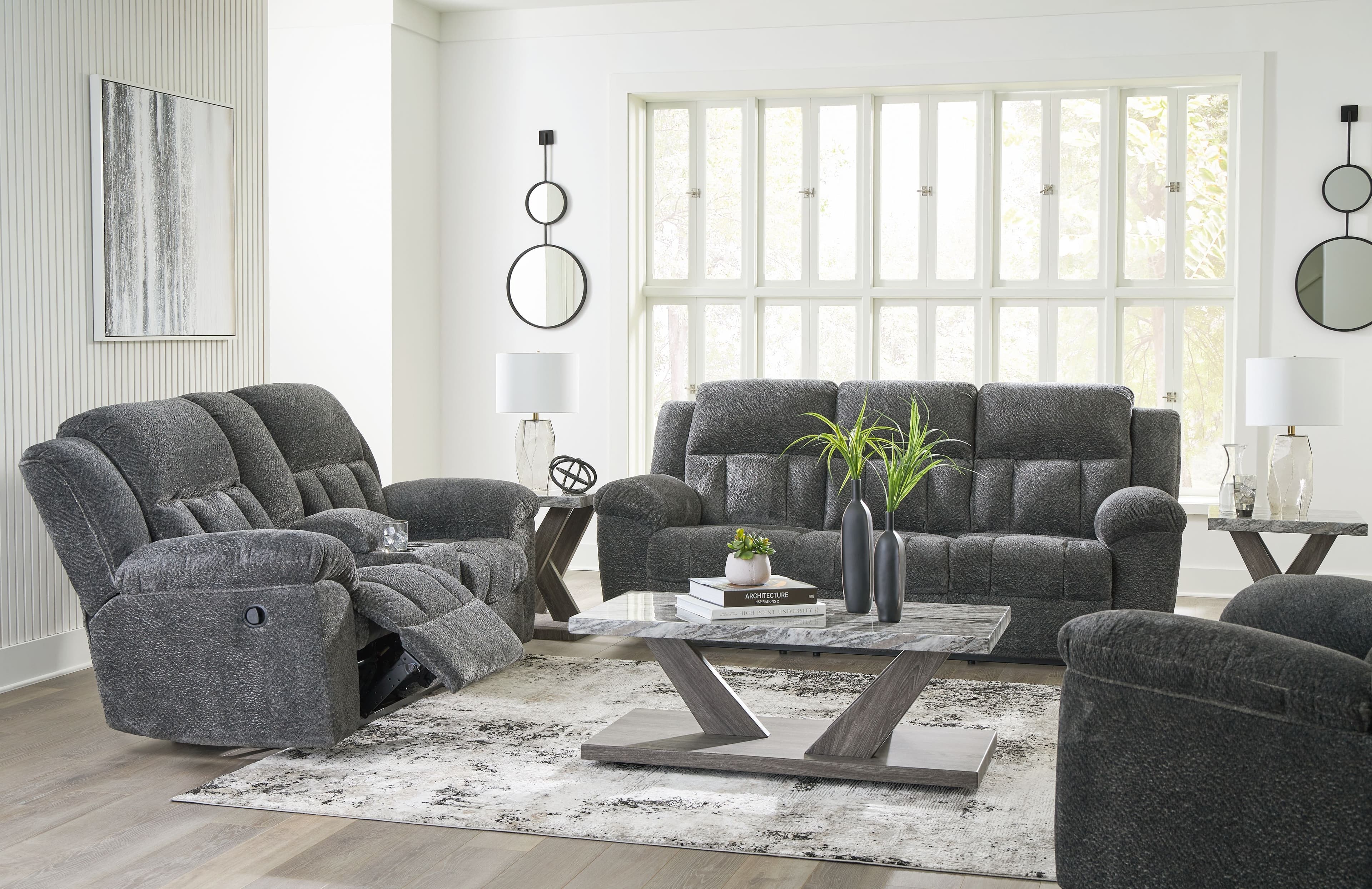 3 Pc. · Reclining Sofa, Reclining Loveseat With Console, Rocker Recliner · Graphite