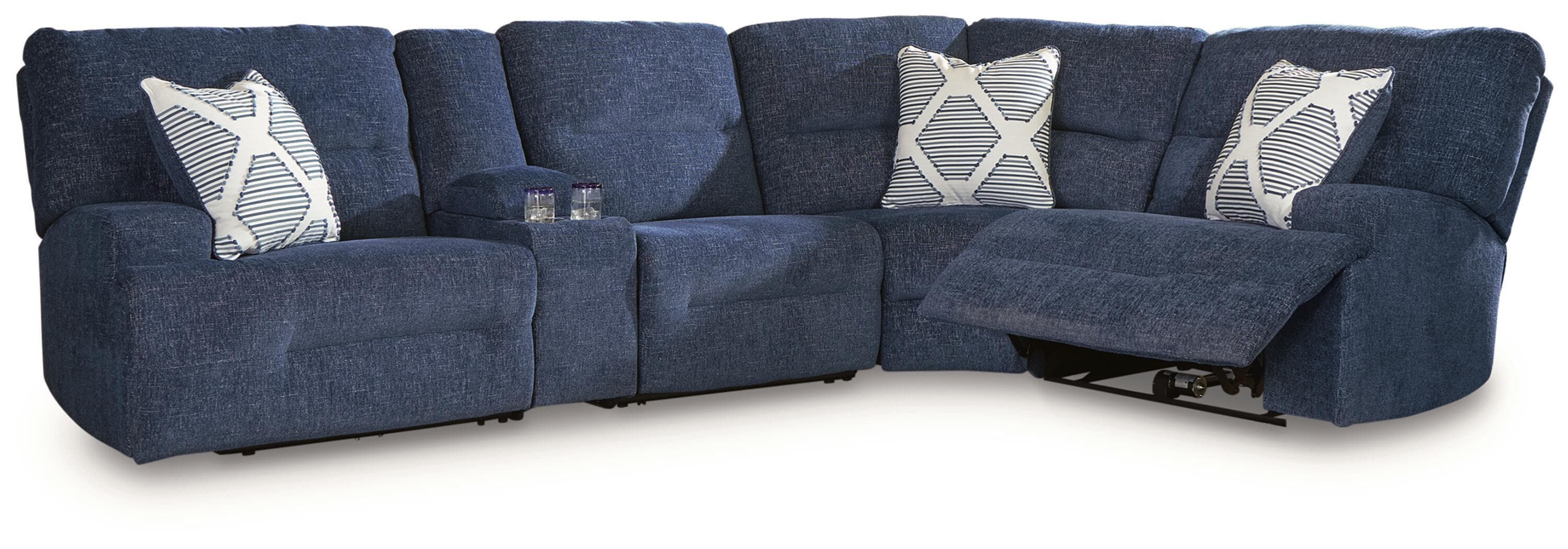 5-Piece Power Reclining Sectional With Storage Console · Navy
