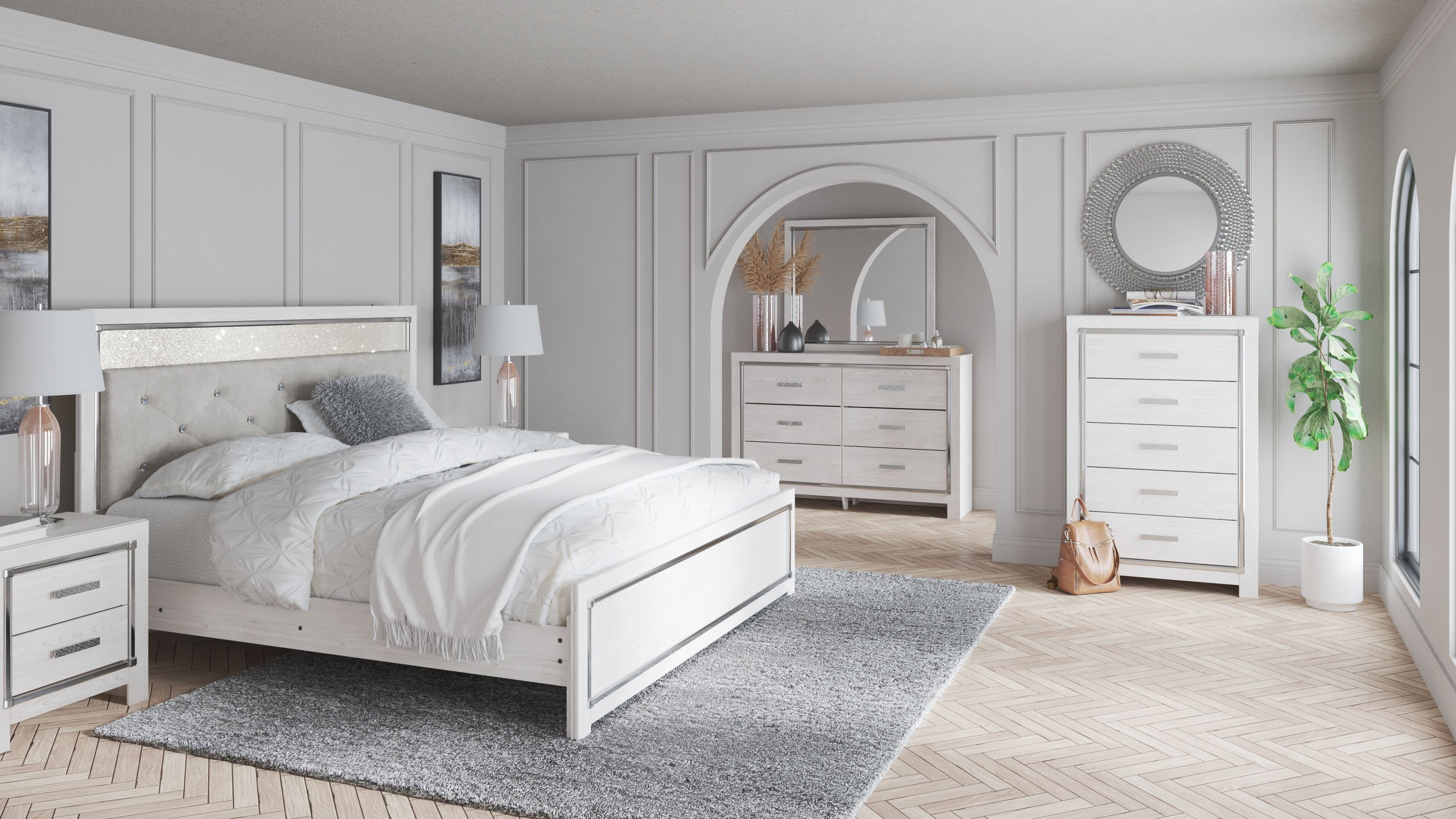5 Pc. · Dresser, Mirror, King Panel Bed