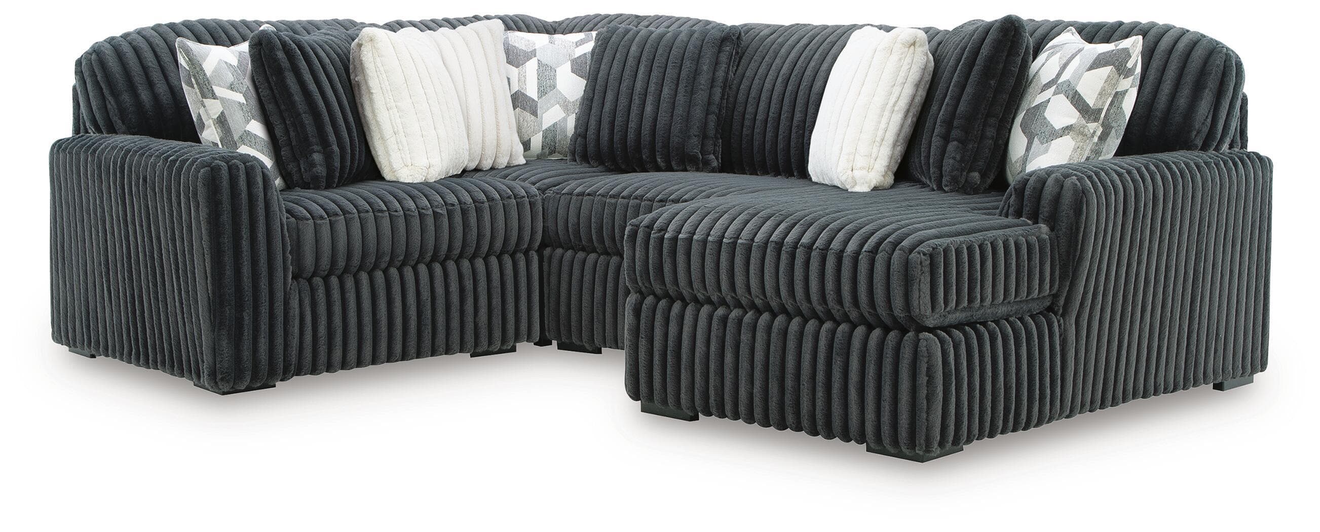 4-Piece Sectional With RAF Corner Chaise And Armless Chair · Gunmetal