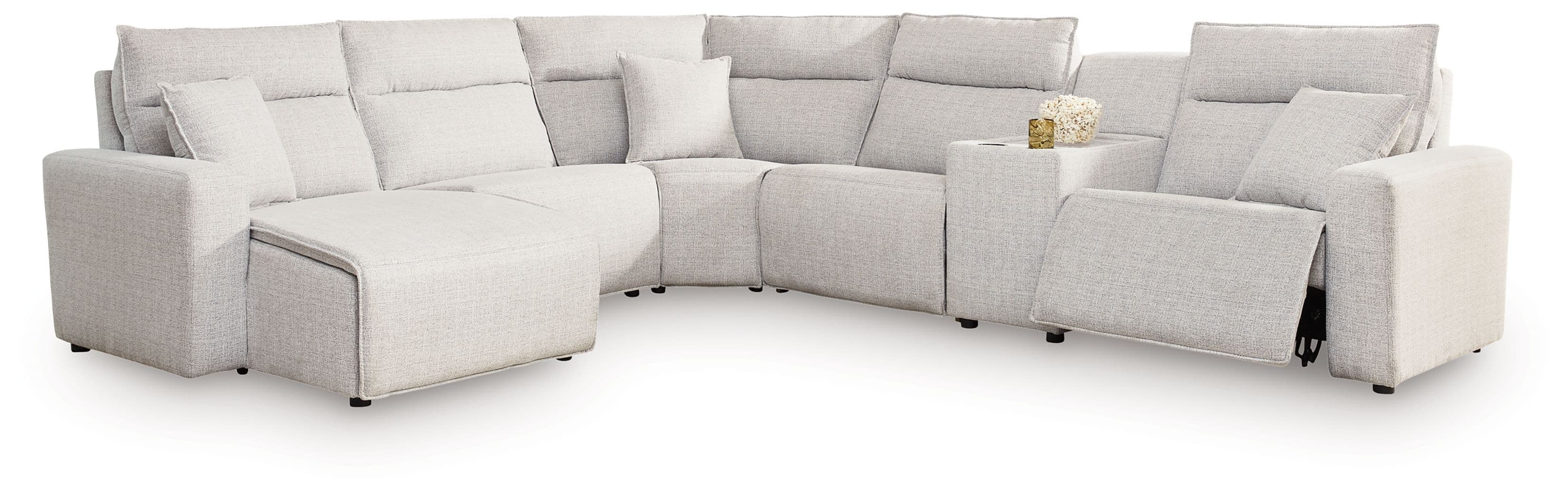 6-Piece Power Reclining Sectional With LAF Press Back Power Chaise And Console
