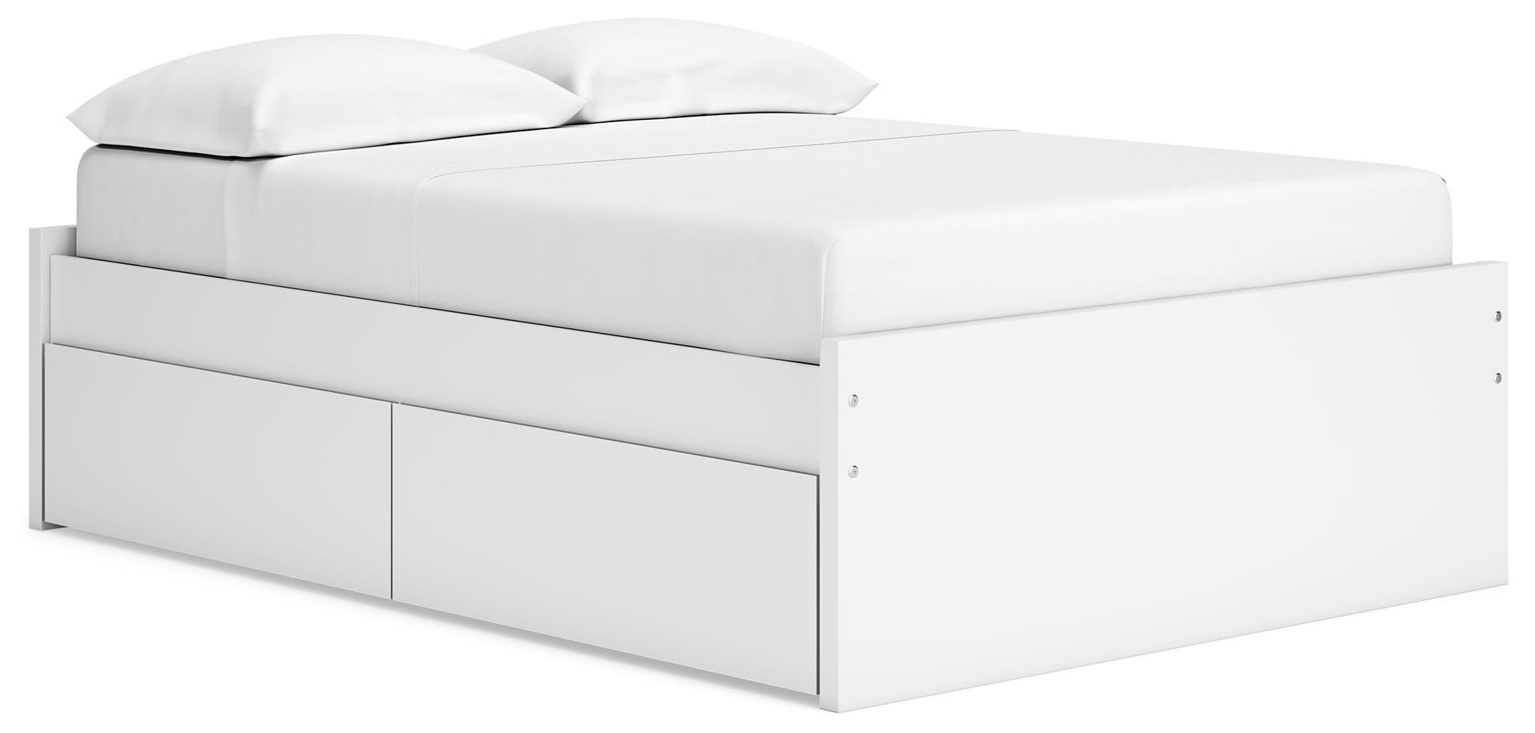 Full Platform Bed With 2 Side Storage · White