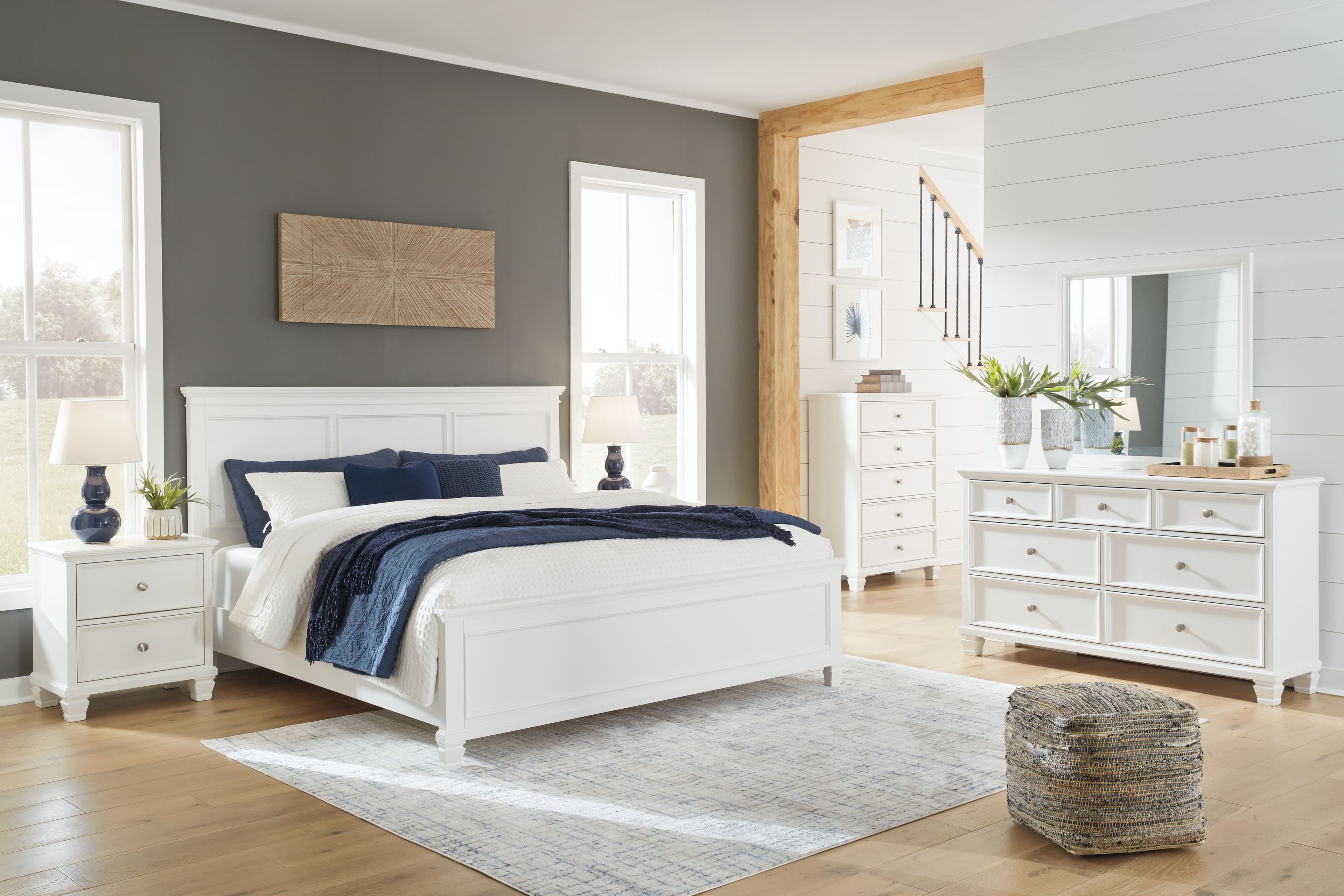 6 Pc. · Dresser, Mirror, Chest, California King Panel Bed