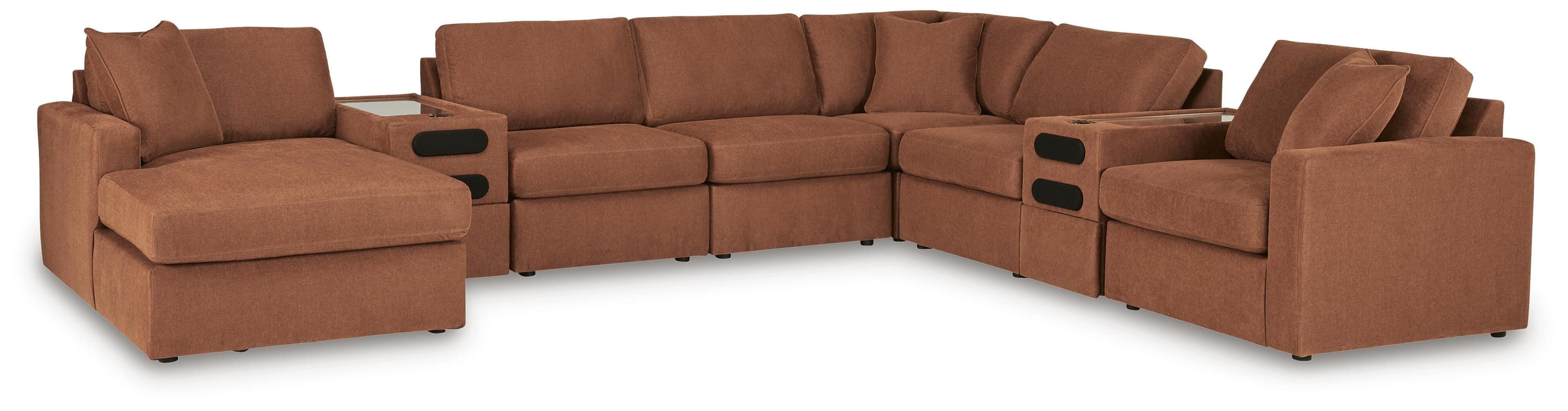 8-Piece Sectional With LAF Corner Storage Chaise And 2 Audio Consoles