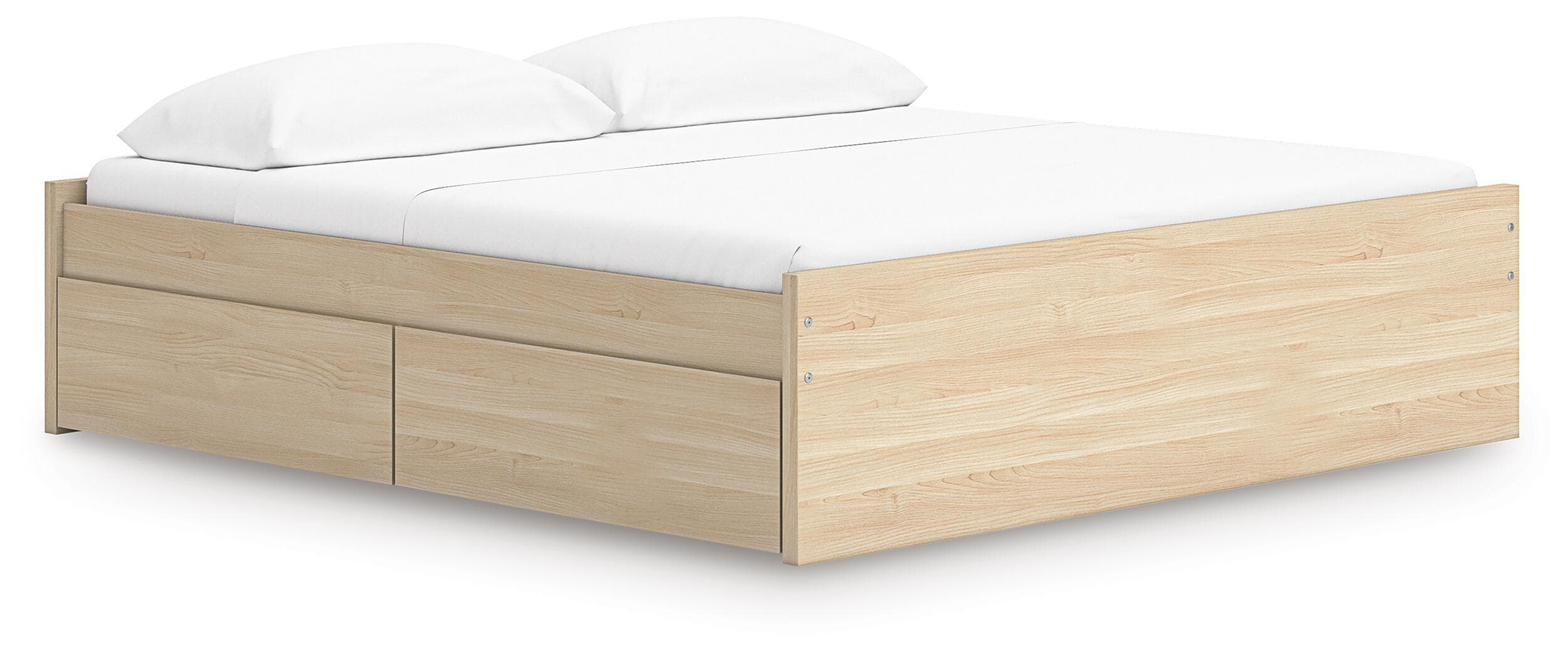 King Platform Bed With 2 Side Storage · Natural