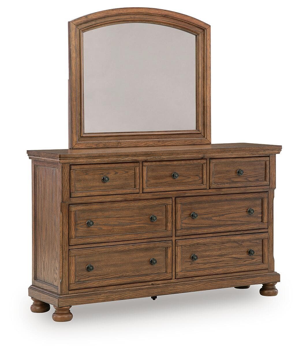 Zackaryn - Dresser And Mirror - Warm Brown