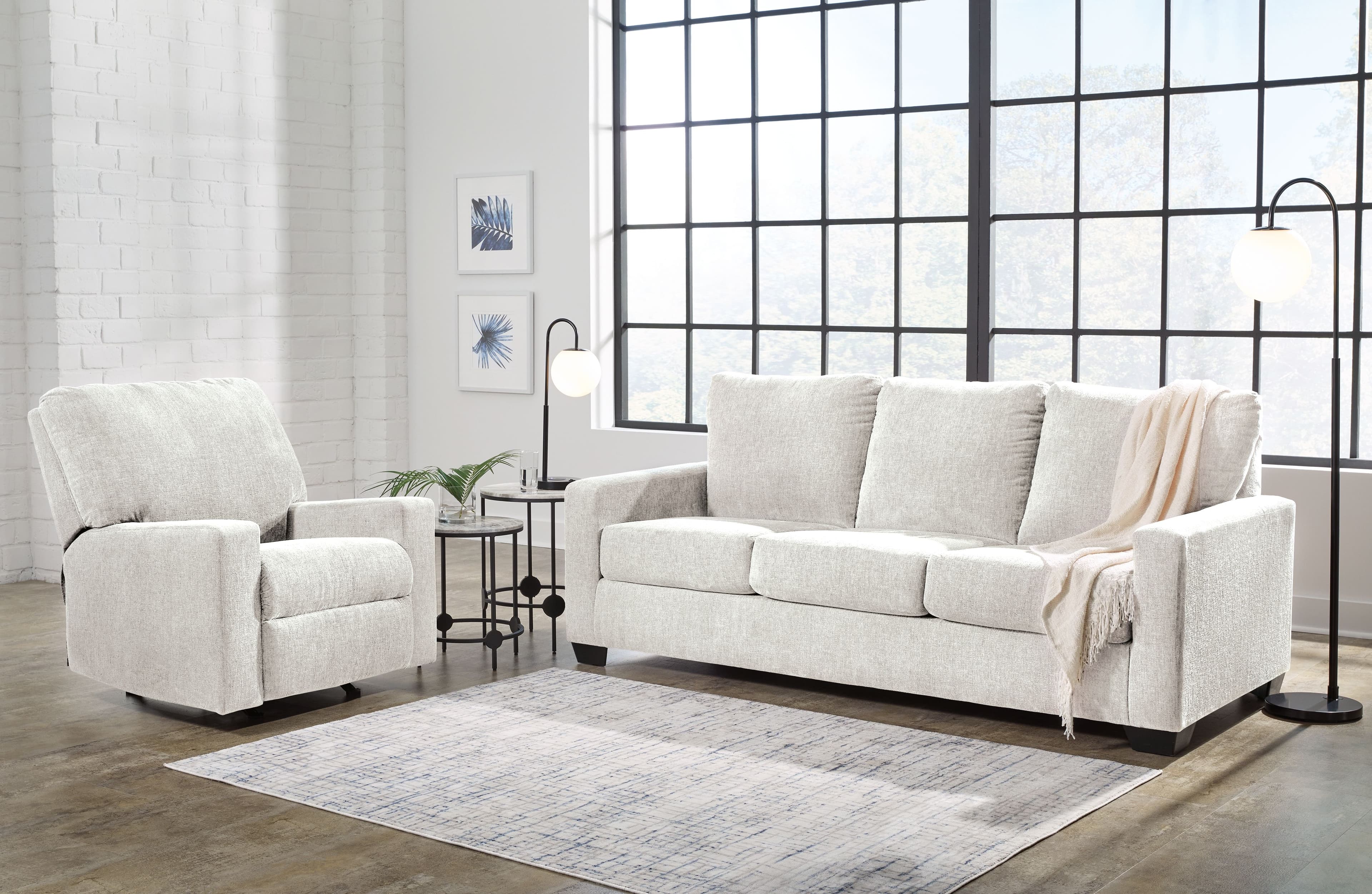 Queen Sofa Sleeper, Rocker Recliner · Snow