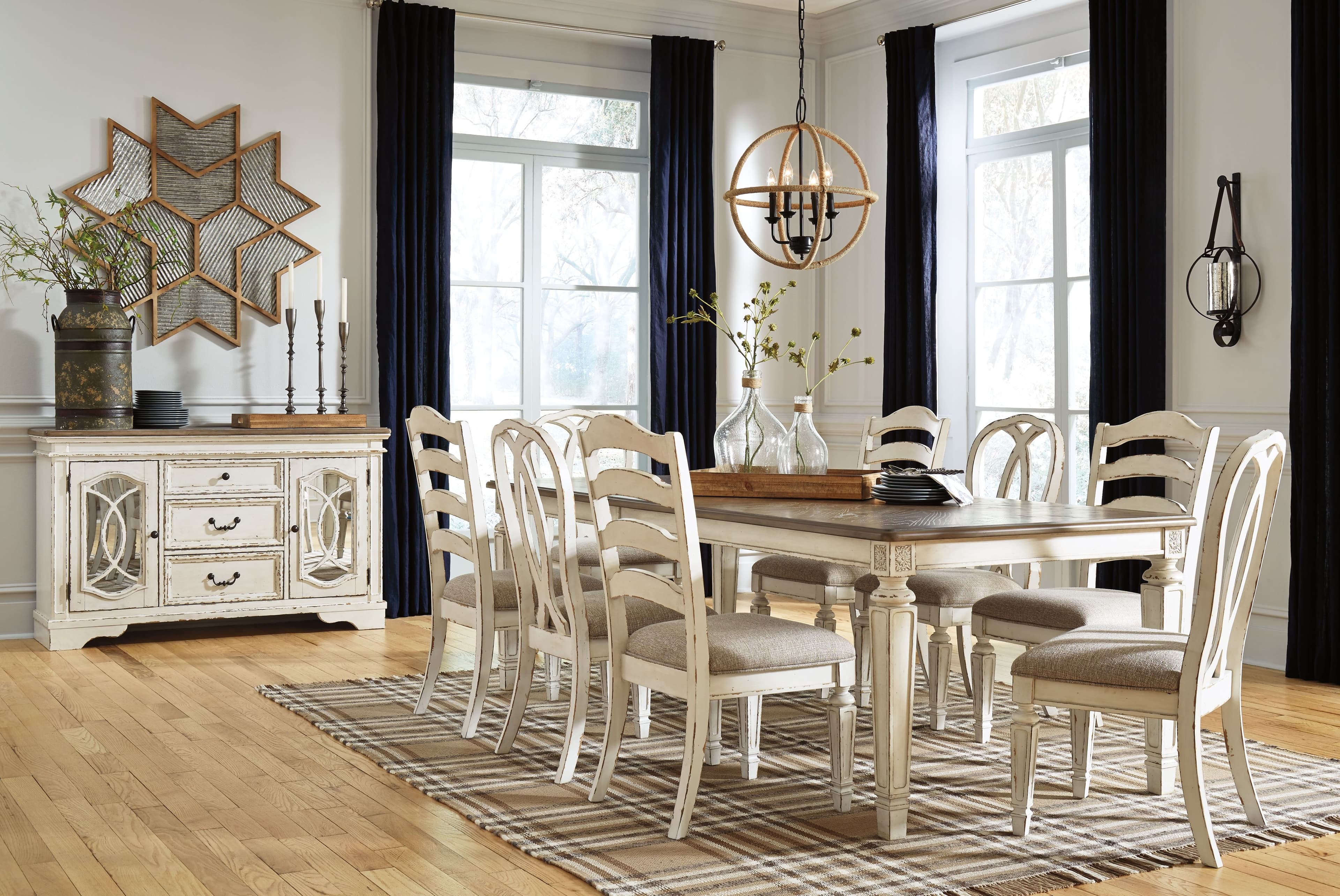 9 Pc. · Extension Table, 4 Ladderback Side Chairs, 4 Ribbon Back Side Chairs