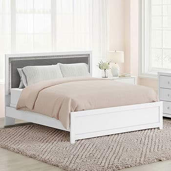 Full Upholstered Panel Headboard · White / Gray