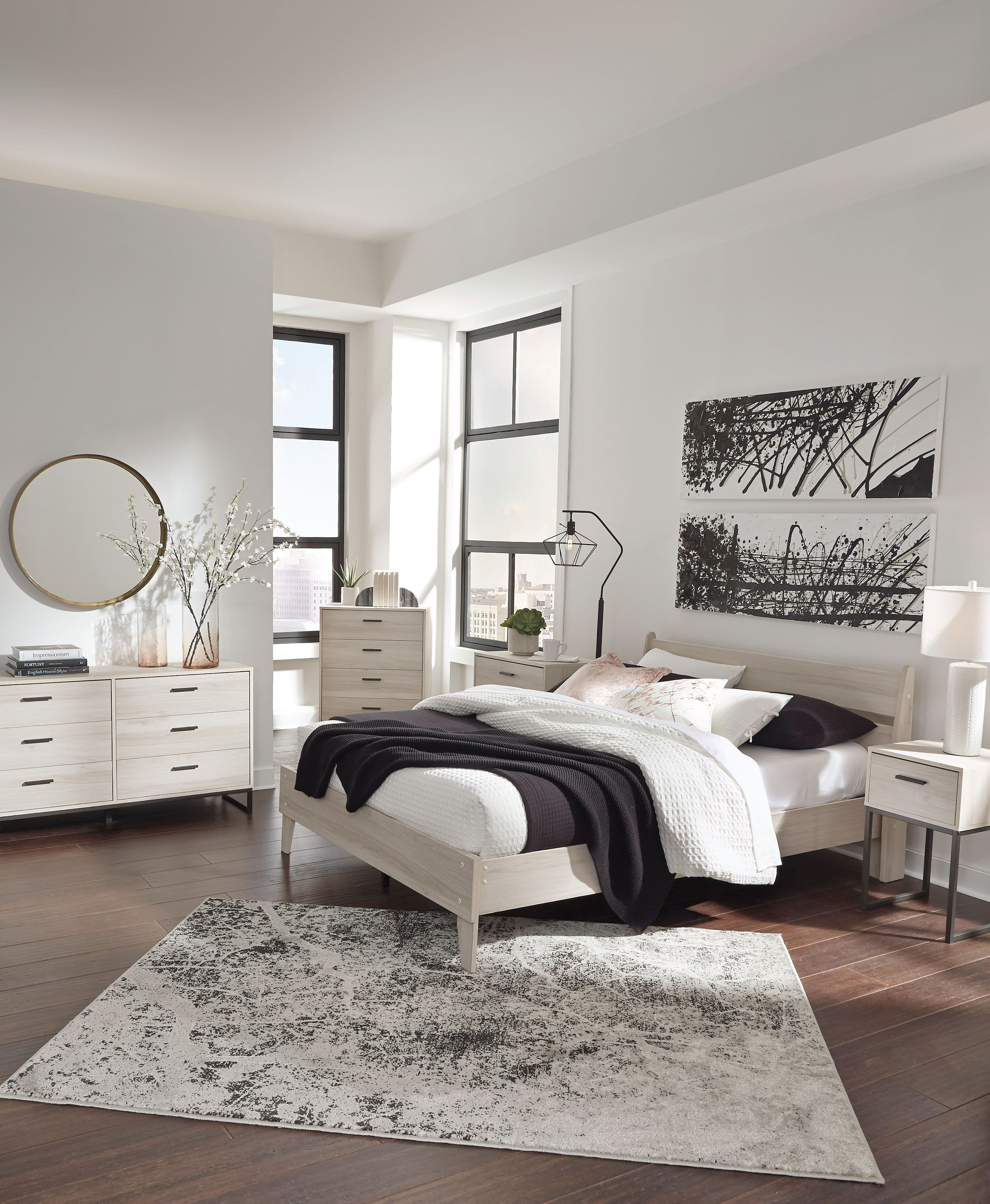 3 Pc. · Dresser, Queen Panel Platform Bed · Natural