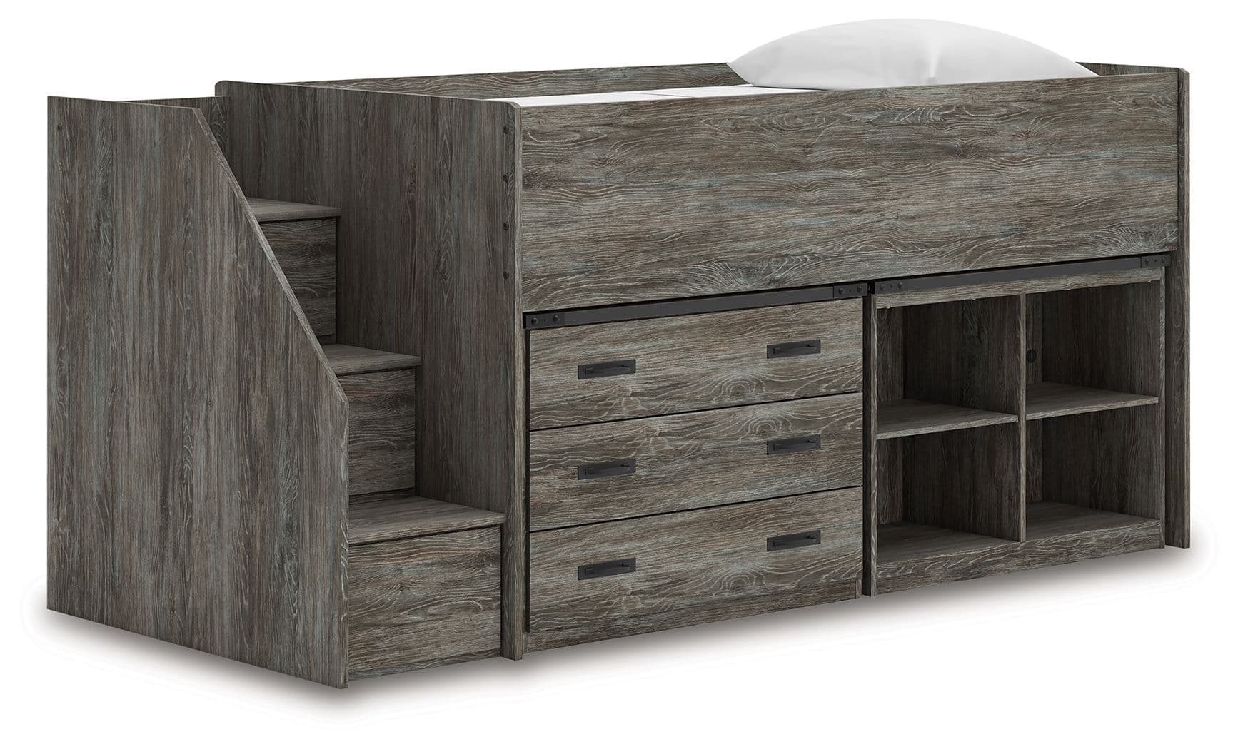 Twin Loft Bed With Bookcase And Drawer Storage