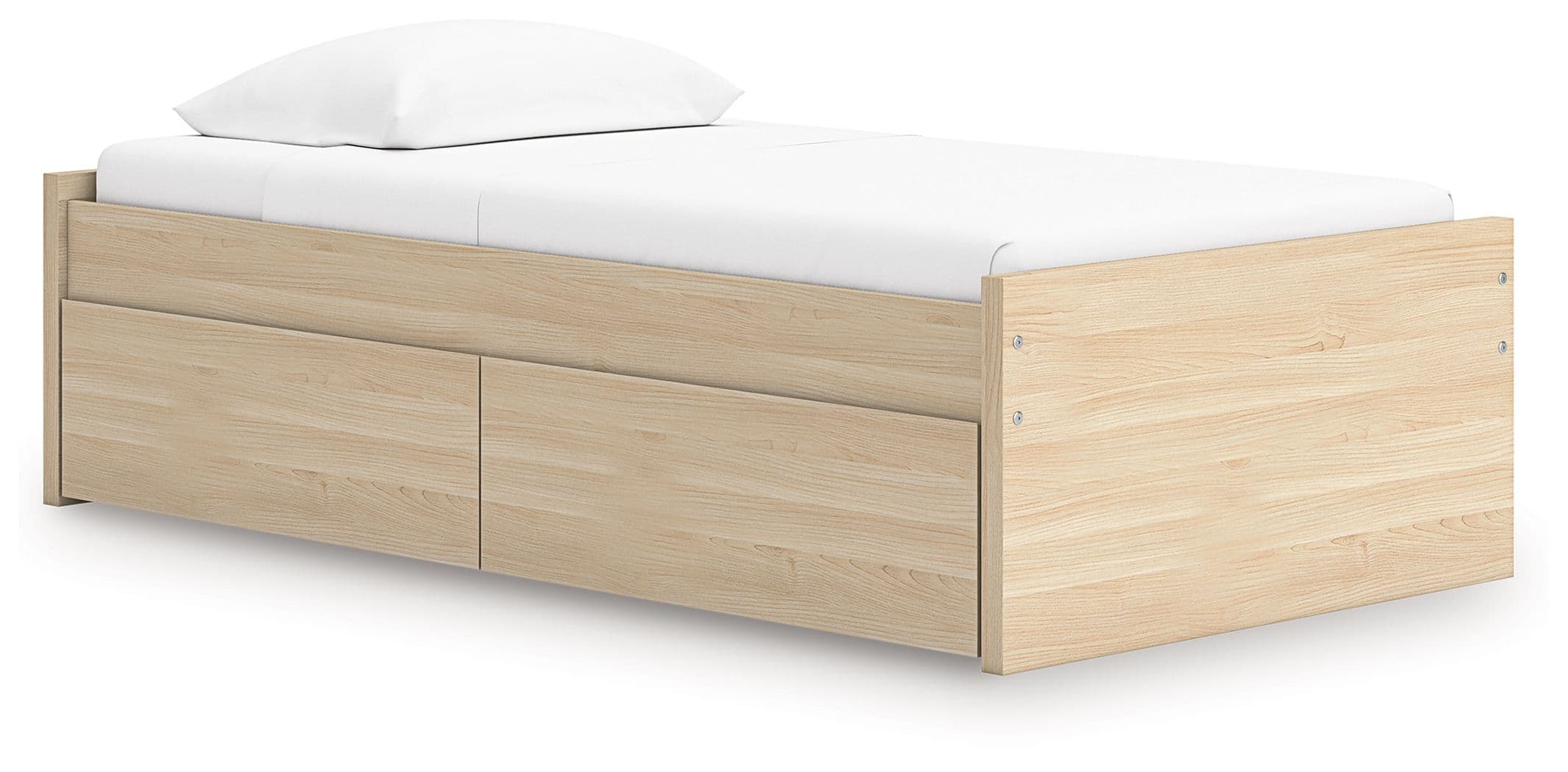 Twin Platform Bed With 1 Side Storage · Natural