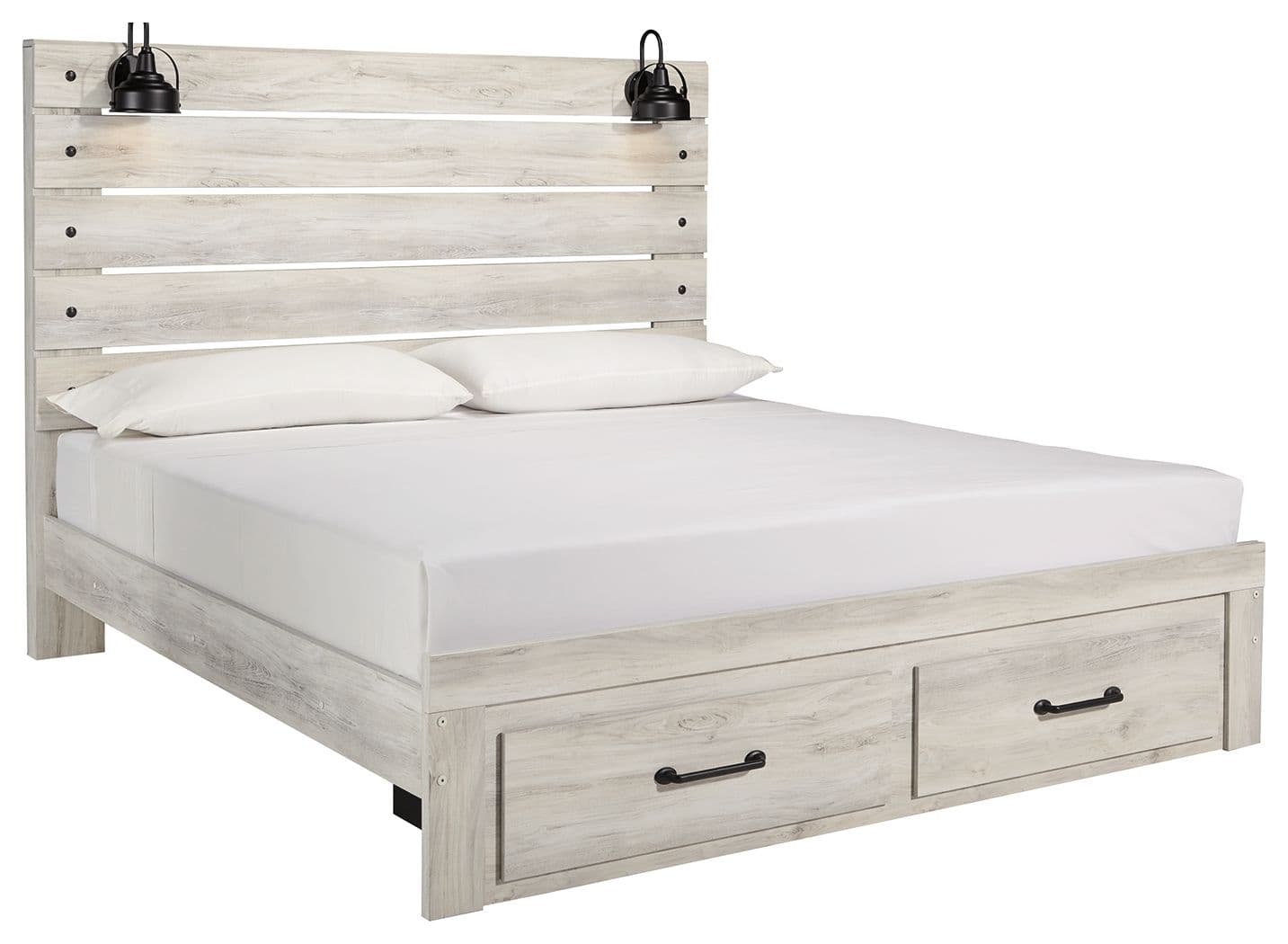 King Panel Bed With 2 Storage Drawers