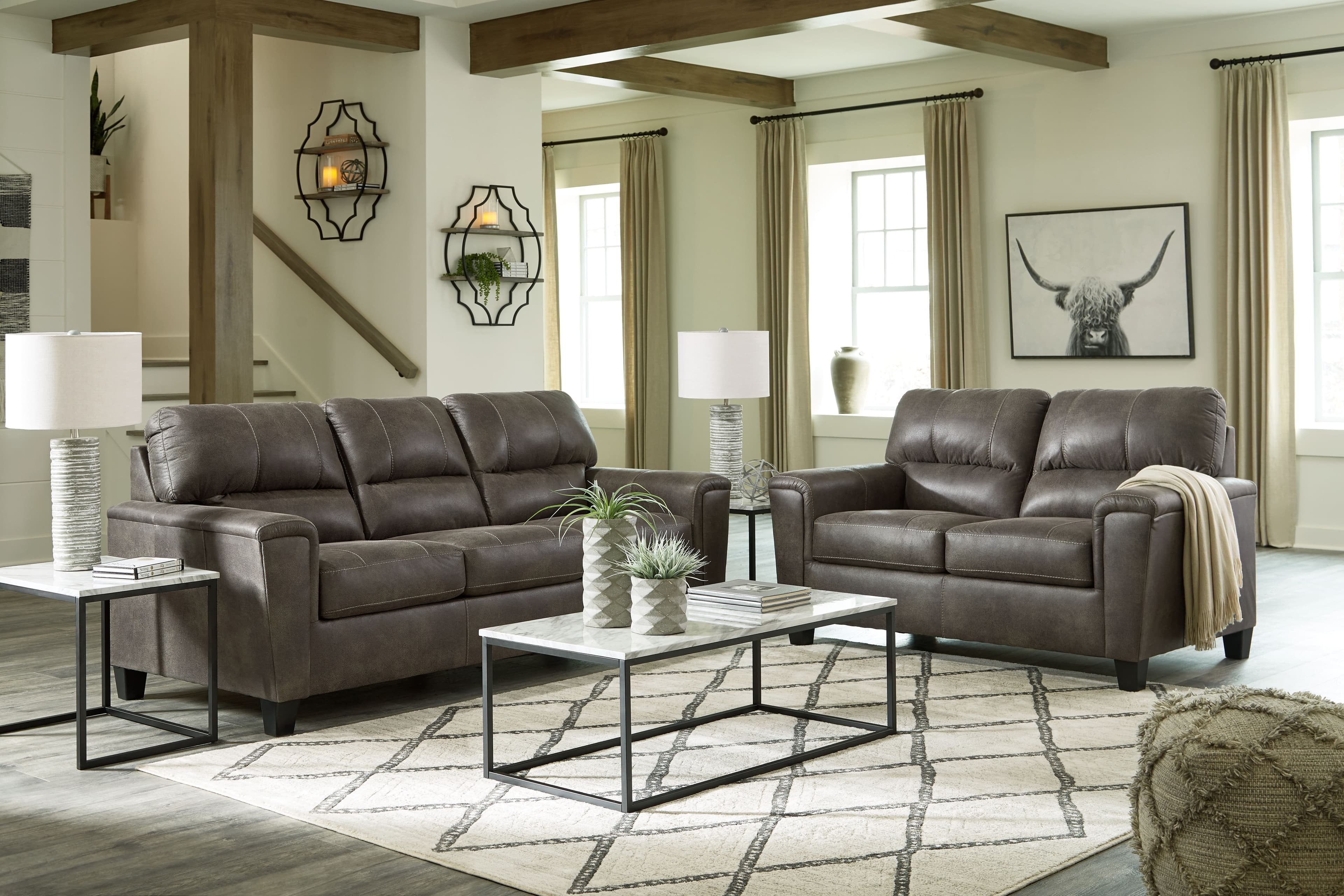 Navi - 2 Pc. - Sofa, Loveseat - Smoke