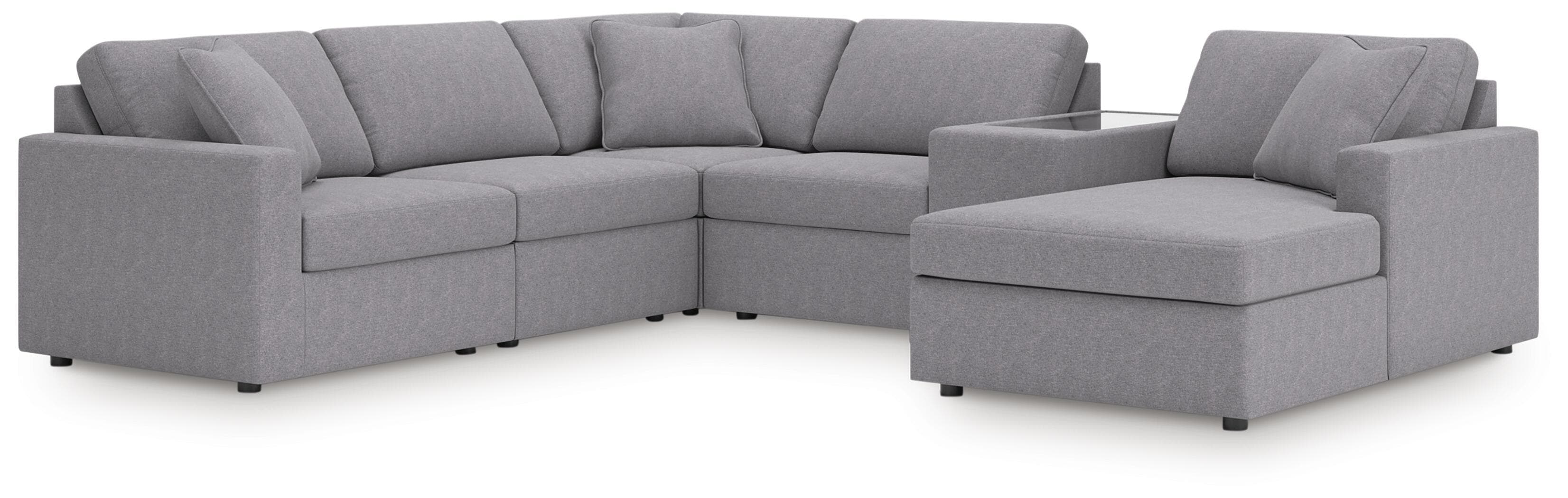6-Piece Sectional With Raf Corner Chaise, LAF Corner Chair And Storage Console