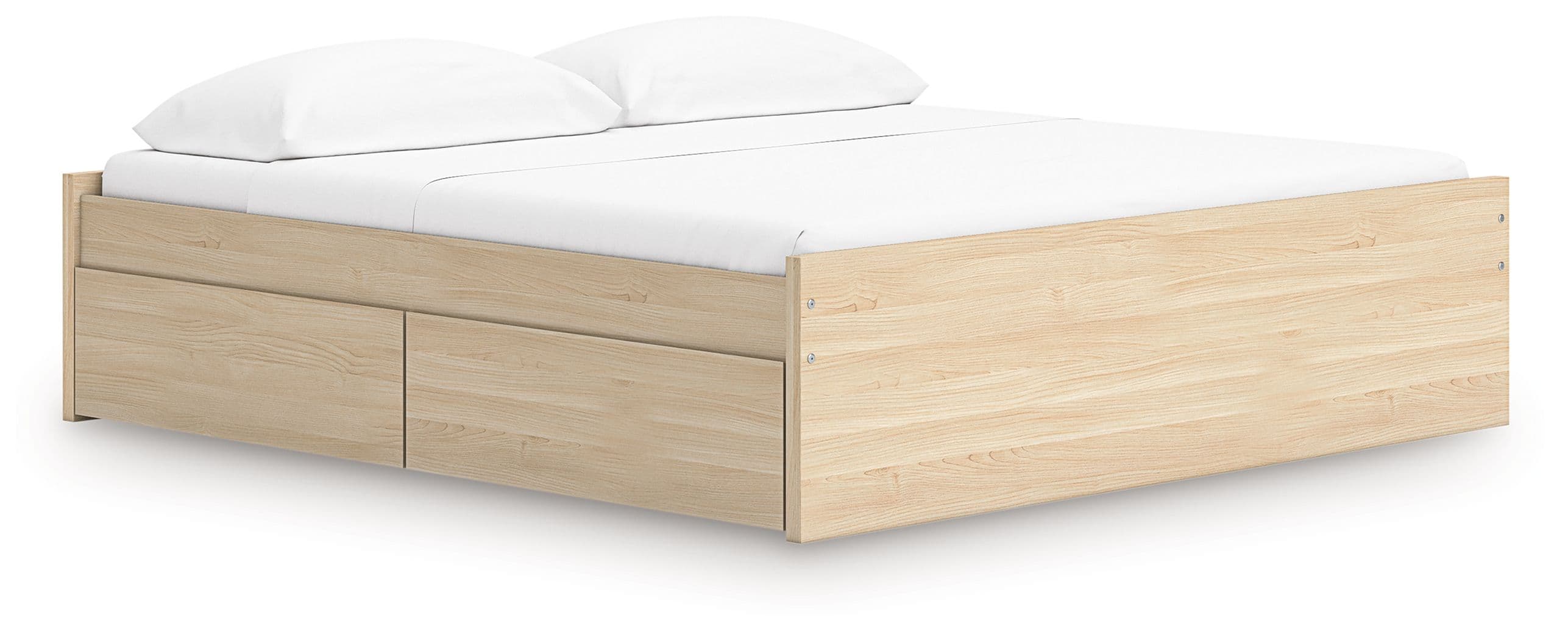 King Platform Bed With 1 Side Storage · Natural