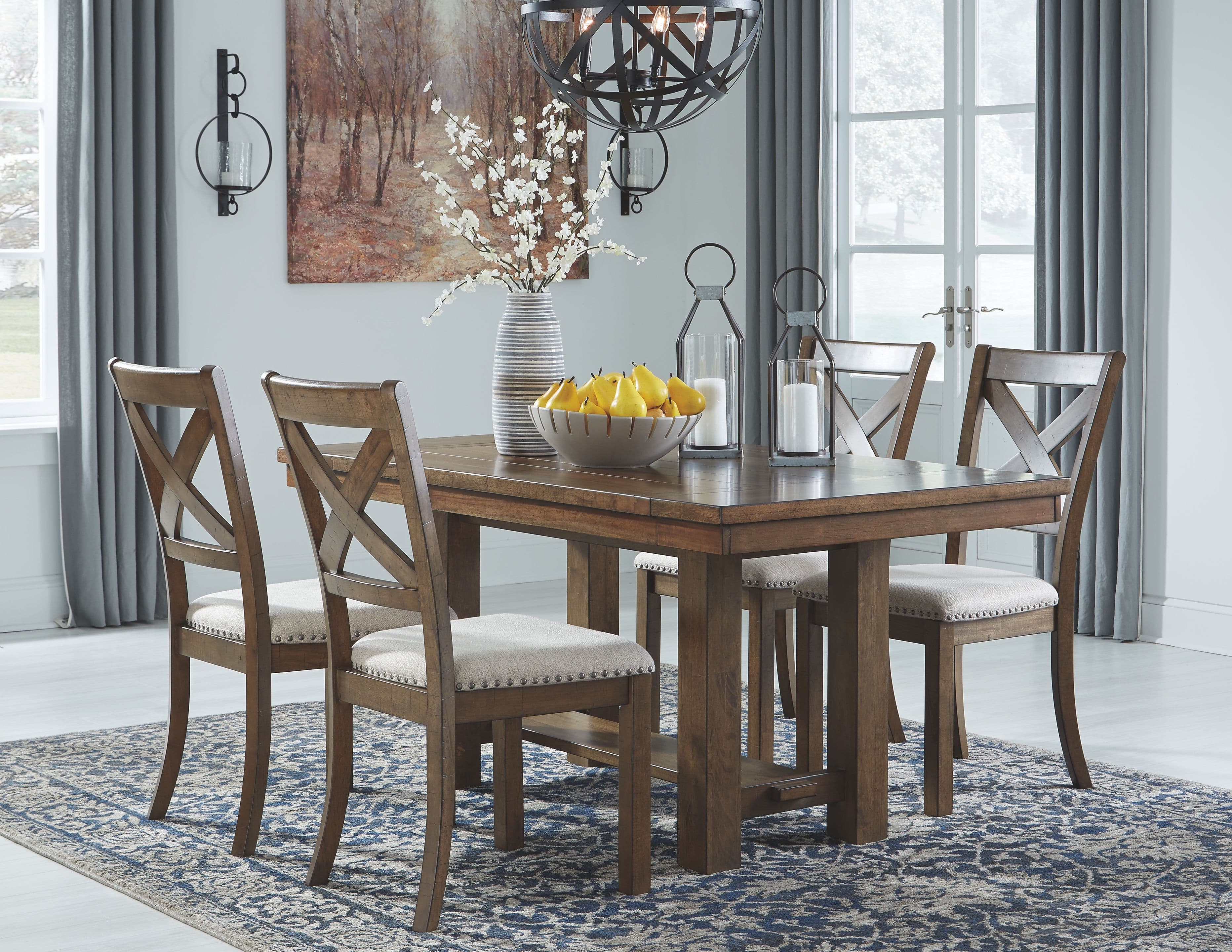 Moriville - 5 Pc. - Extension Table, 4 Side Chairs - Dark Gray