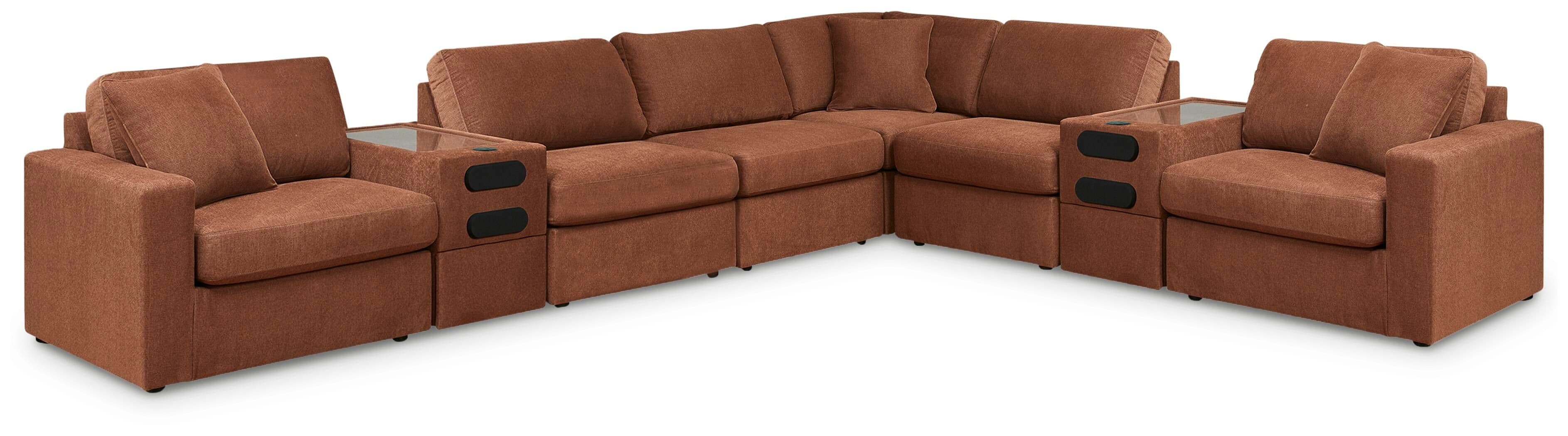 8-Piece Sectional With 2 Audio System Consoles