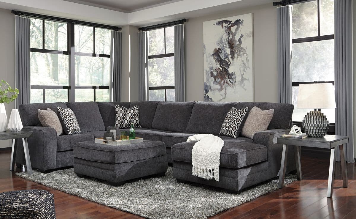 Right Arm Facing Corner Chaise 3 Pc Sectional, Ottoman