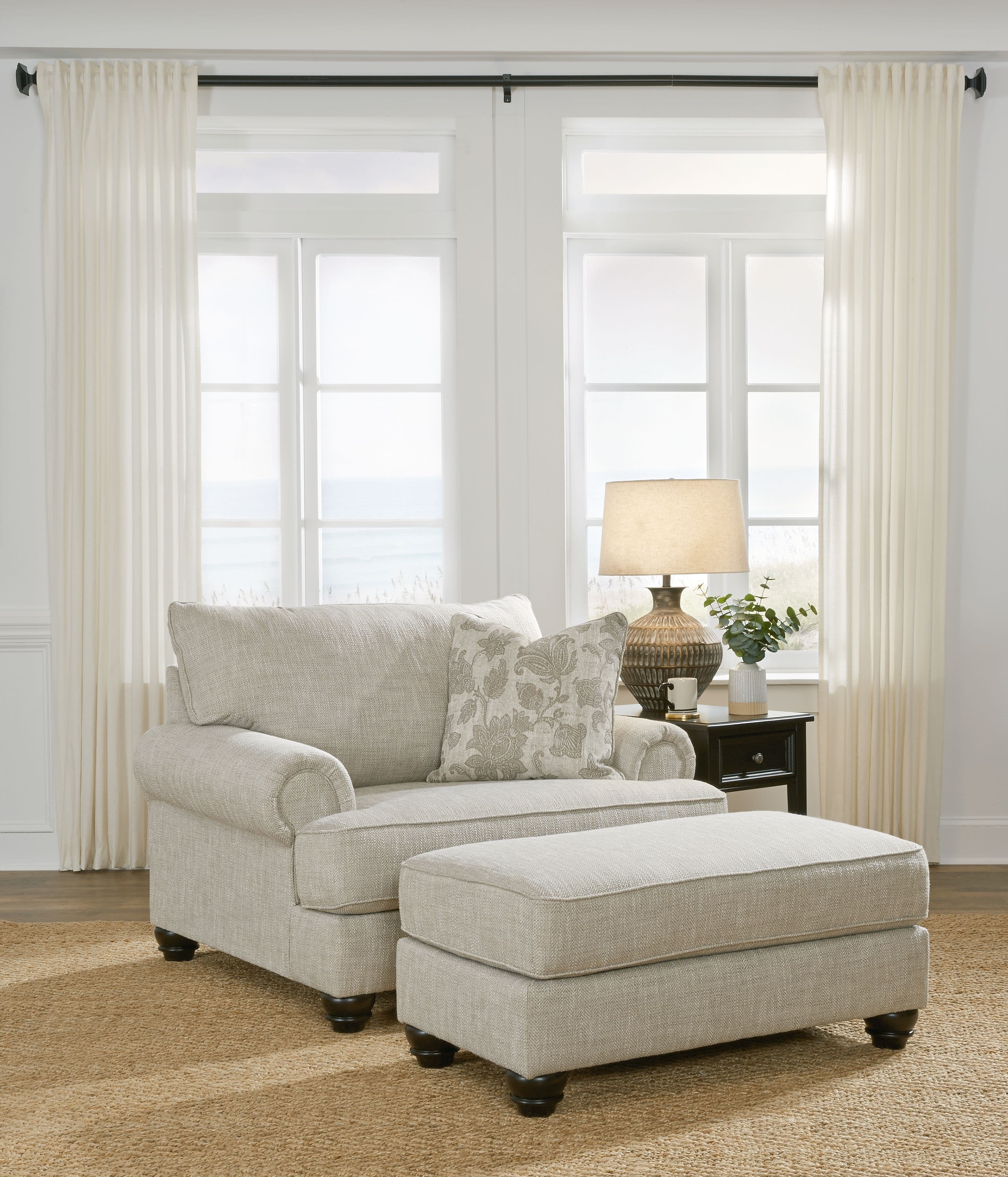 Asanti - 2 Pc. - Chair and a Half, Ottoman - Fog