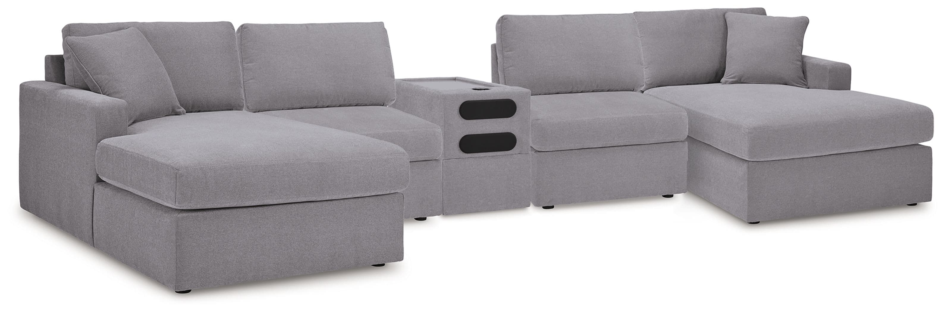 5 Piece Double Chaise Sectional With Audio Console
