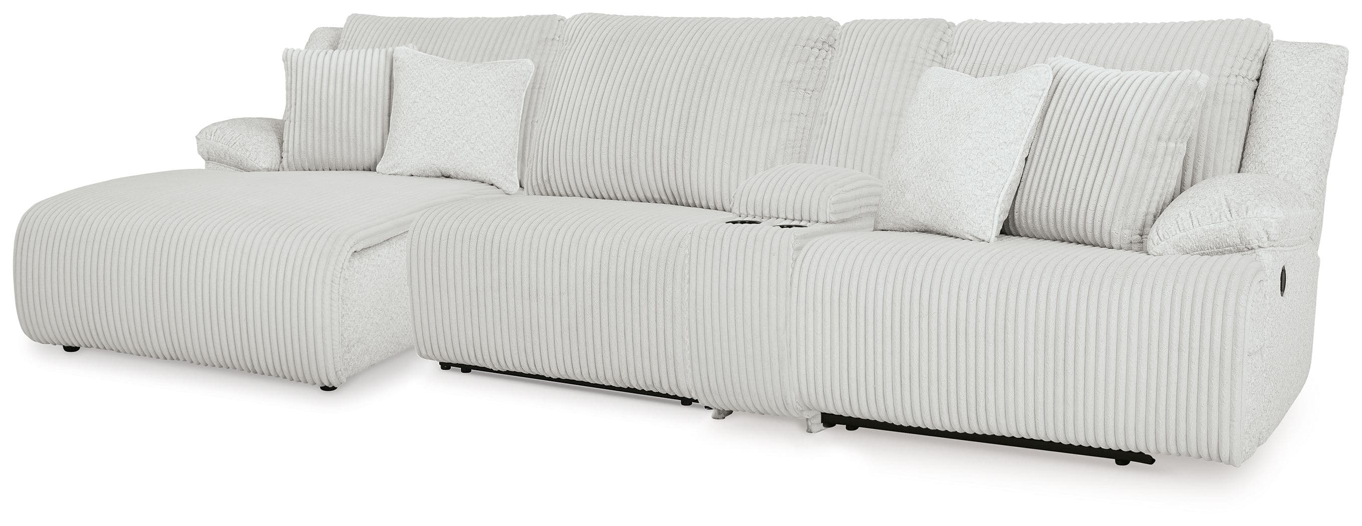 4-Piece Reclining Sectional With Laf Press Back Chaise · Alloy