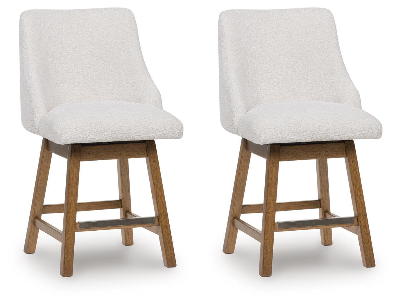 Cabalynn - Upholstered Swivel Barstool (Set of 2) - Oatmeal / Light Brown