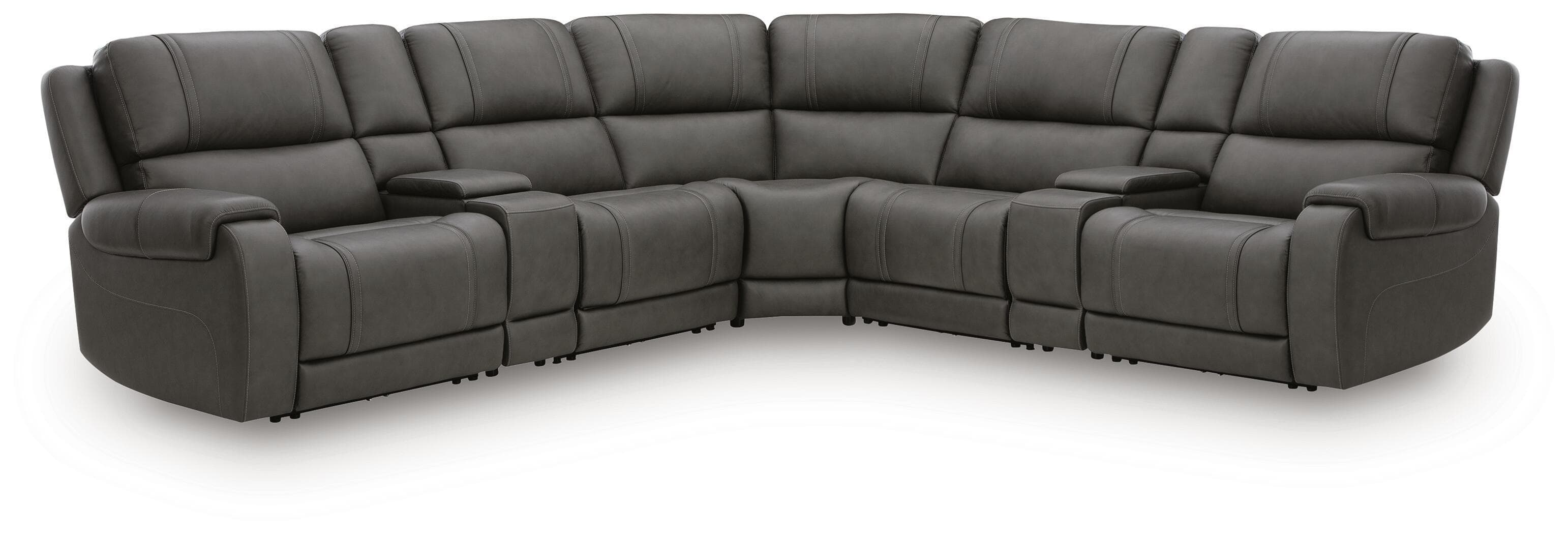 7-Piece Power Reclining Sectional With 2 Power Armless Recliners And 2 Storage Consoles