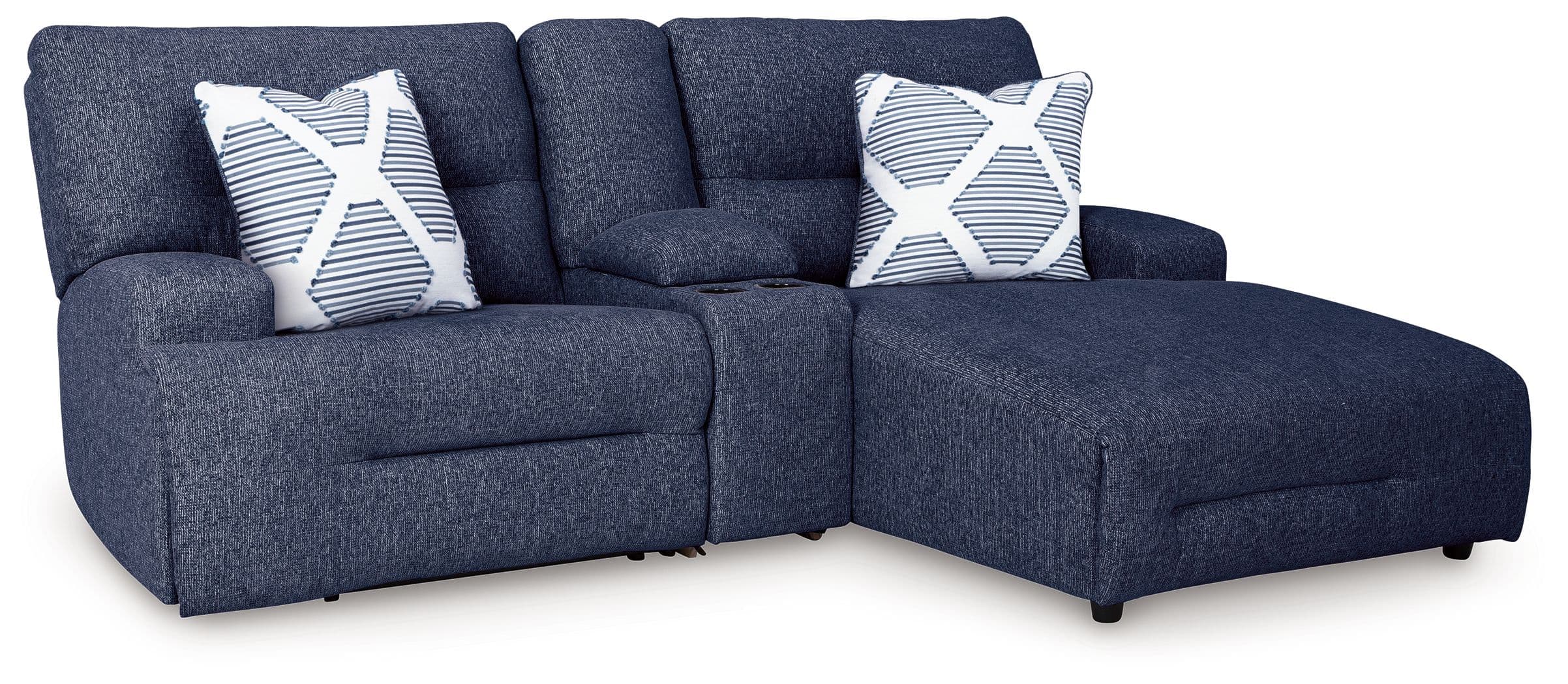 3-Piece Power Reclining Sectional Sofa With Raf Chaise · Navy
