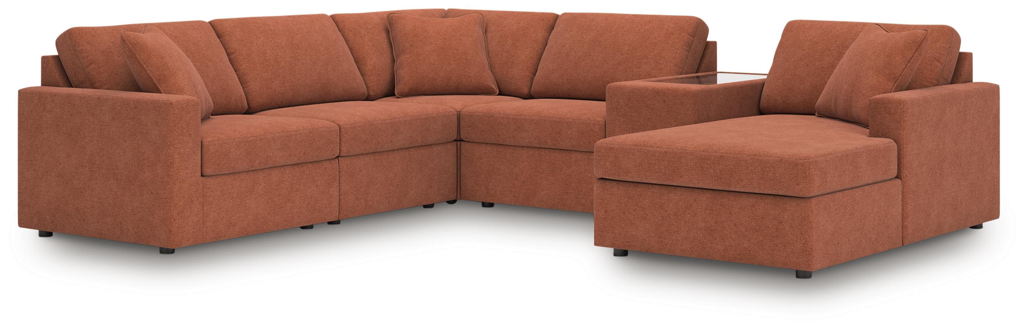 6-Piece Sectional With Raf Corner Chaise, Laf Corner Chair And Storage Console