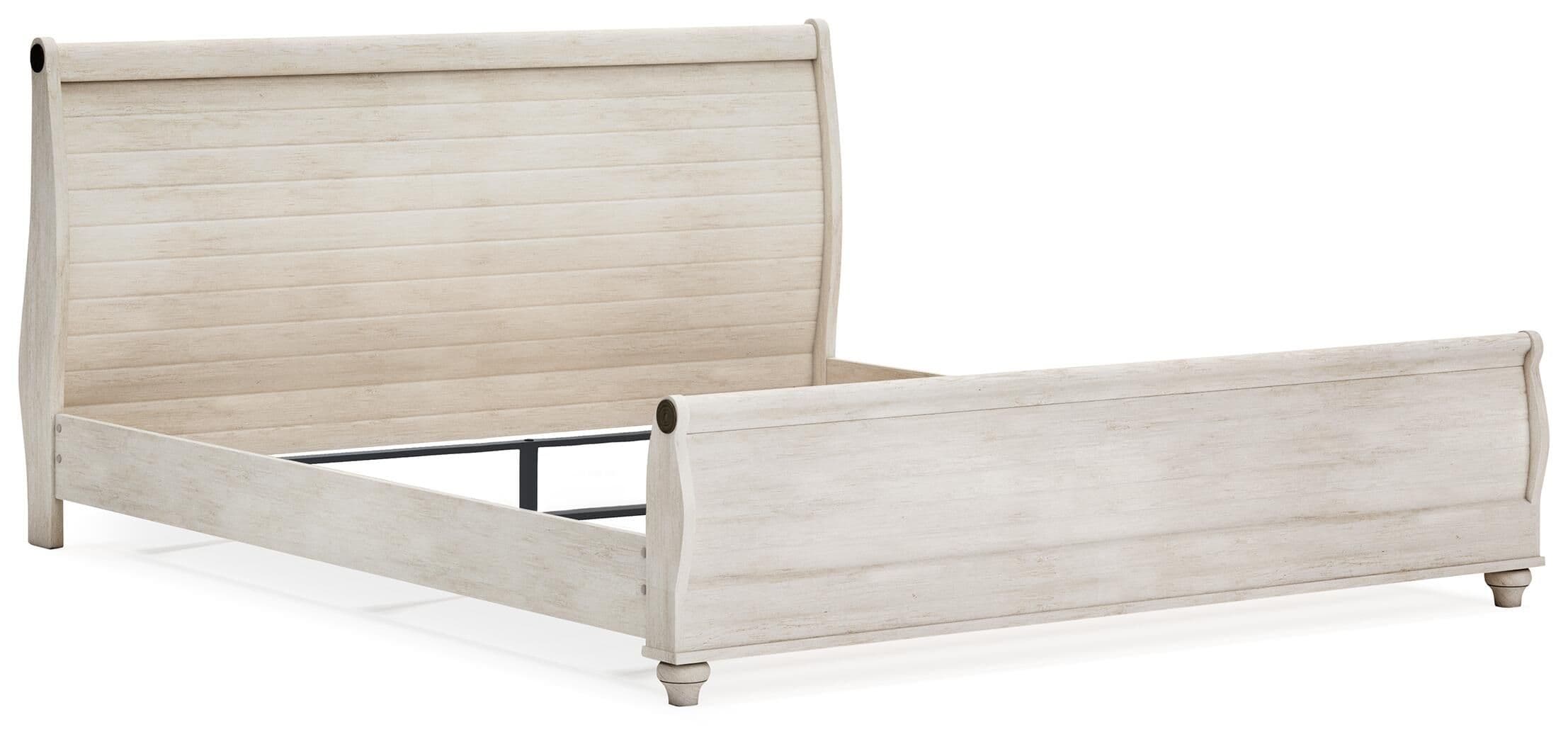 Queen Sleigh Bed With Faux Plank Design