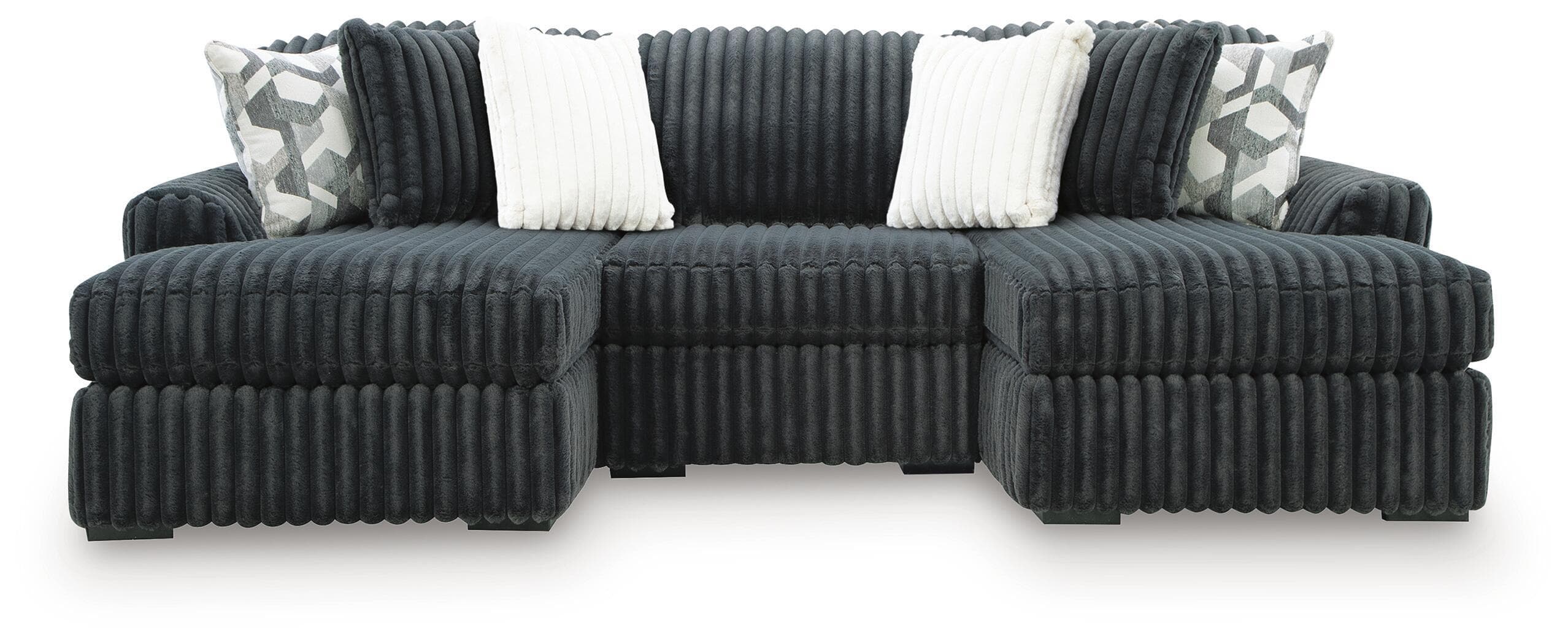 3-Piece Double Chaise Sectional With Armless Chair · Gunmetal