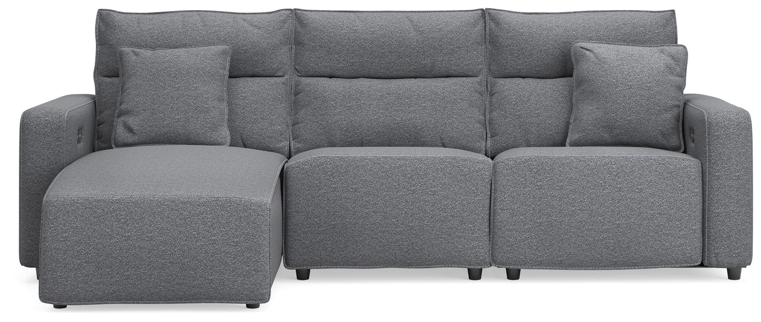 3-Piece Power Reclining Sofa With LAF Press Back Power Chaise · Salt And Pepper